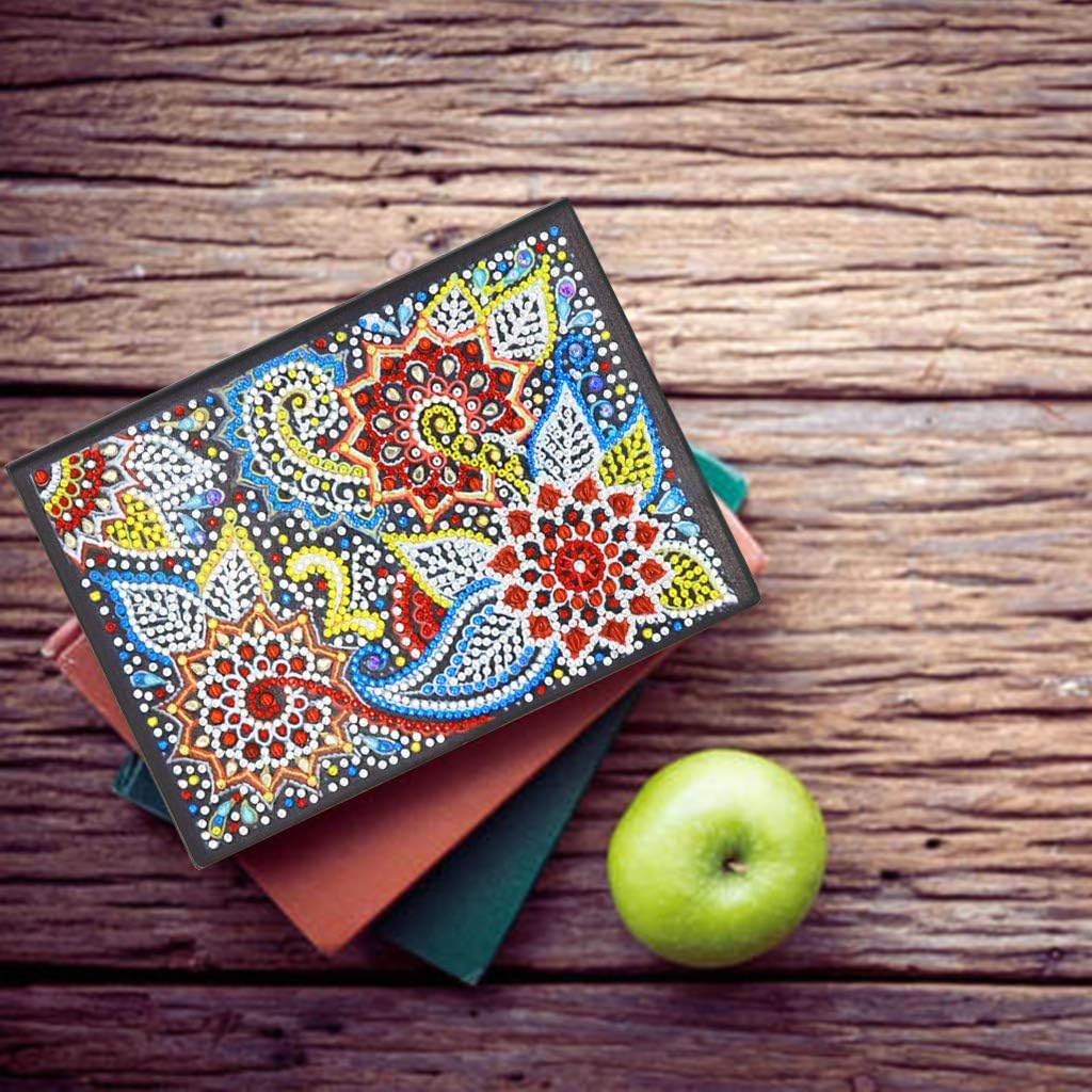 Paquete de 2 cuadernos de pintura de diamantes forrados, arte de diamantes 5D, cuaderno de punto de cruz, papel en blanco A5, cuaderno de notas de