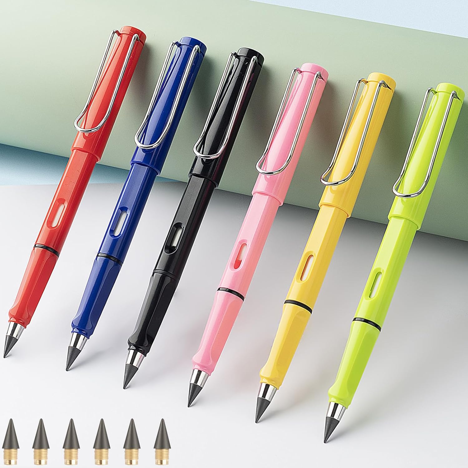 Credmate 6 lápices eternos, lápices Infinity Magic Forever con borrador, reutilizable, lindo lápiz eterno sin tinta para niños para escribir,
