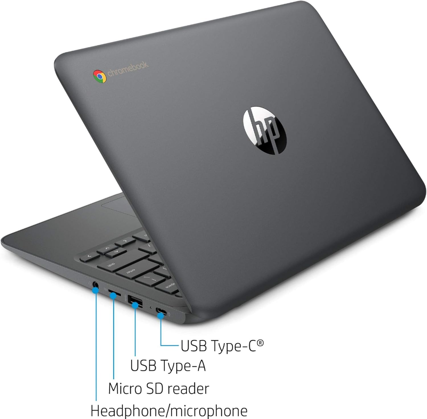 HP Chromebook 2021 – Laptop HD de 11.6 pulgadas para negocios y estudiantes, Intel Celeron N3350, 4 GB de RAM, 32 GB eMMC, cámara web, USB-A y C,