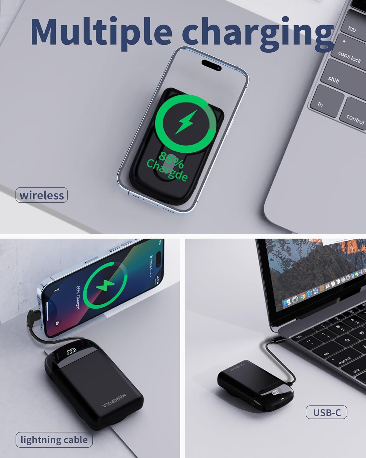 Banco de energía inalámbrico magnético de 35 W para iPhone 15141312ProMiniPro Max, paquete de batería Mag-Safe, cargador portátil de 10000 mAh con