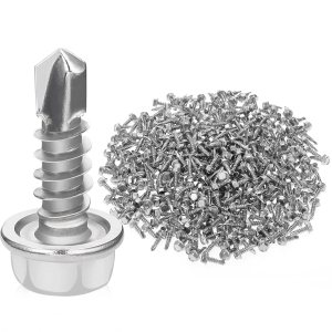 Zonon 500 tornillos autoperforantes de cabeza hexagonal #8 x 12 pulgada para chapa de metal, tornillos autorroscantes de acero inoxidable 410, Zonon 500 tornillos autoperforantes de cabeza hexagonal #8 x 12 pulgada para chapa de metal, tornillos autorroscantes de acero inoxidable 410,