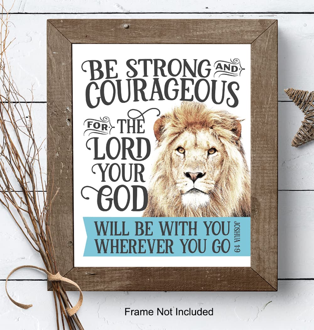 Bible Verse Christian Wall Decor 11×14 – Lion Scripture Decor – Motivational, Sayings, Inspirational Quotes – Religious Art – Christian Wall Art for