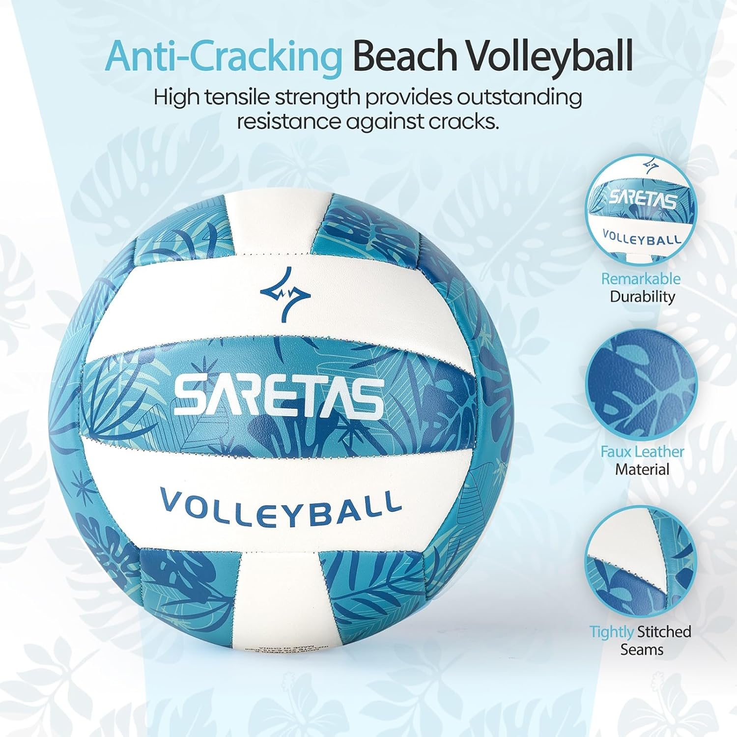 SARETAS Voleibol de voleibol suave de playa, tamaño oficial para escuela, interior, exterior y juego de gimnasio, juego de entrenamiento, juego para