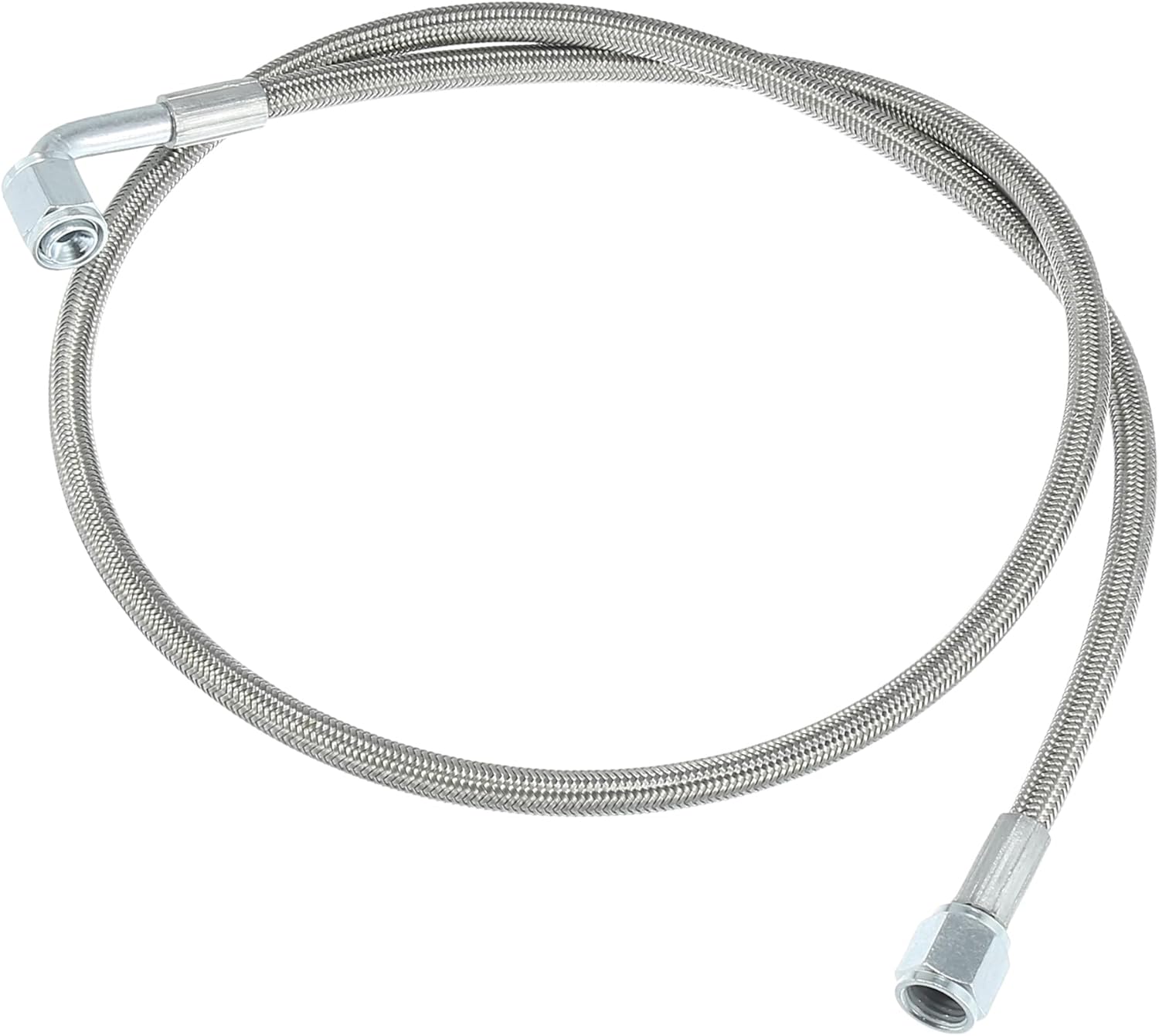 X AUTOHAUX Línea de alimentación de aceite turbo 4AN de 36 pulgadas de longitud de acero inoxidable trenzado AN4 90 grados de presión de extremo de