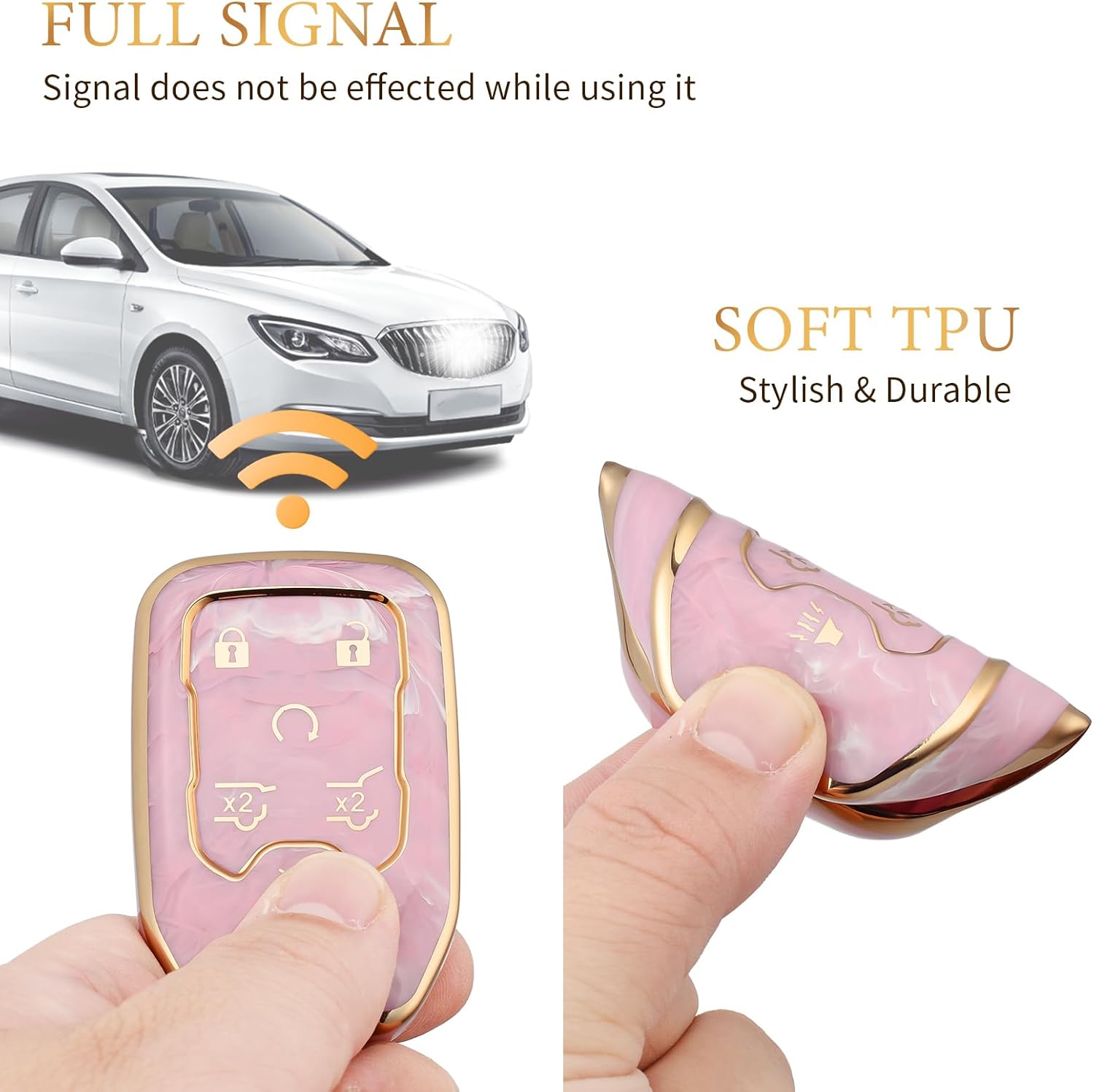 OFFCURVE Funda para llavero de coche compatible con Ford, rosa+llavero