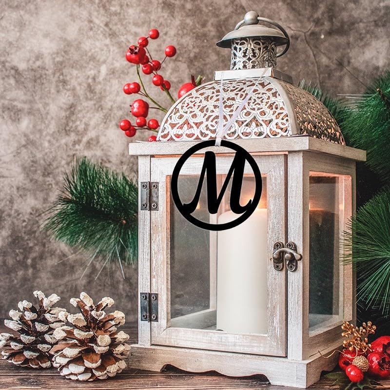 Black Initial A Christmas Ornament – Initial A Stocking Tag – Monogram Initial A Car Rear View Mirror Ornament Hanging – Personalized Initial X-Mas