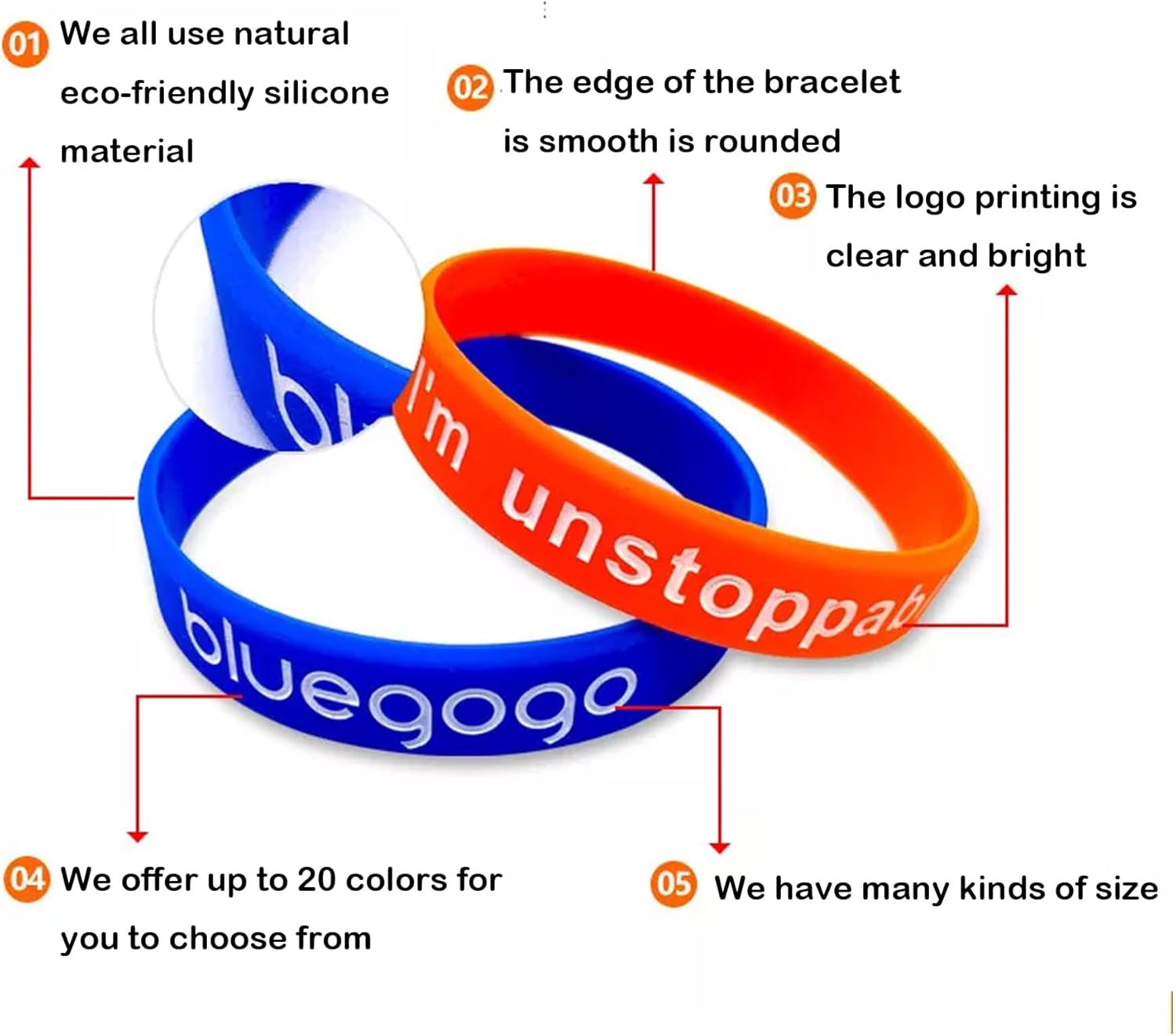 Pulseras de goma personalizadas a granel pulseras de silicona personalizadas para motivación, apoyo, fiesta, ceremonia, adolescentes y adultos