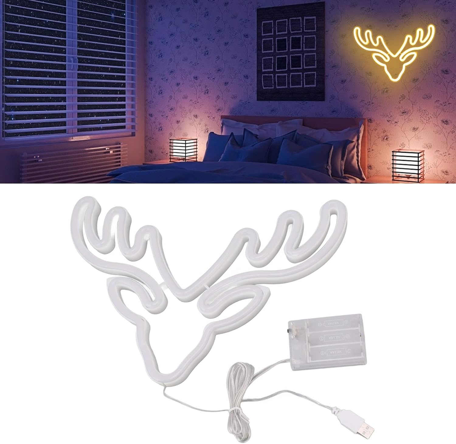 Wall Neon Light, ABS Backboards USB Powered Unbreakable Soft Flexible PVC LED Strips Neon Light Sign for Christmas(#1)