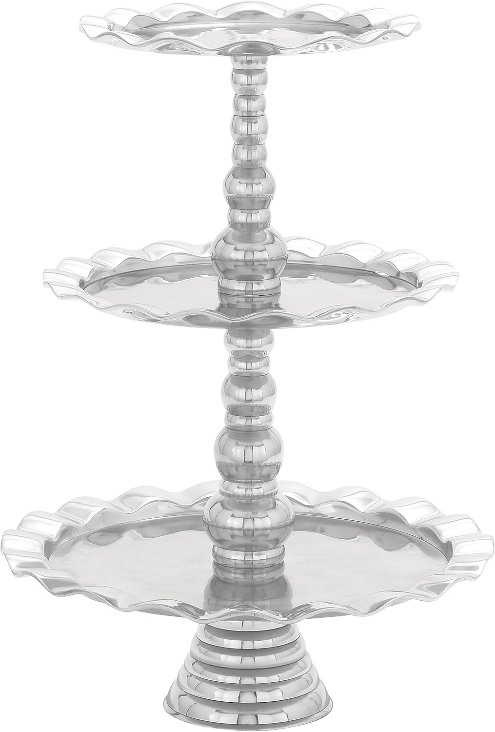 Deco 79 Servidor de aluminio de 3 niveles, 17 “x 17″ x 24”, plateado