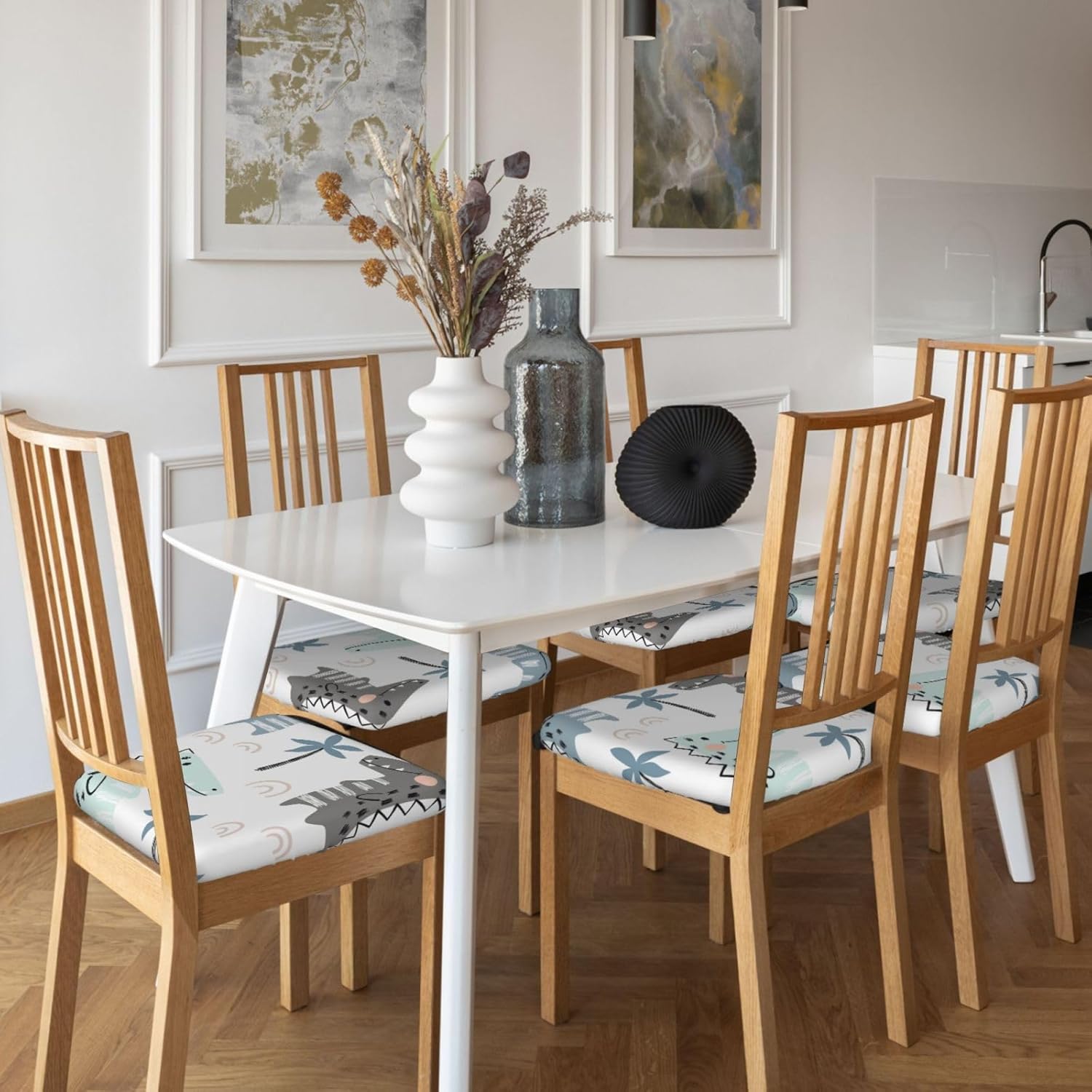 Juego de 4 fundas de cojín para silla de comedor de cocodrilo, extraíbles y lavables, fundas para sillas de comedor reutilizables para sillas de