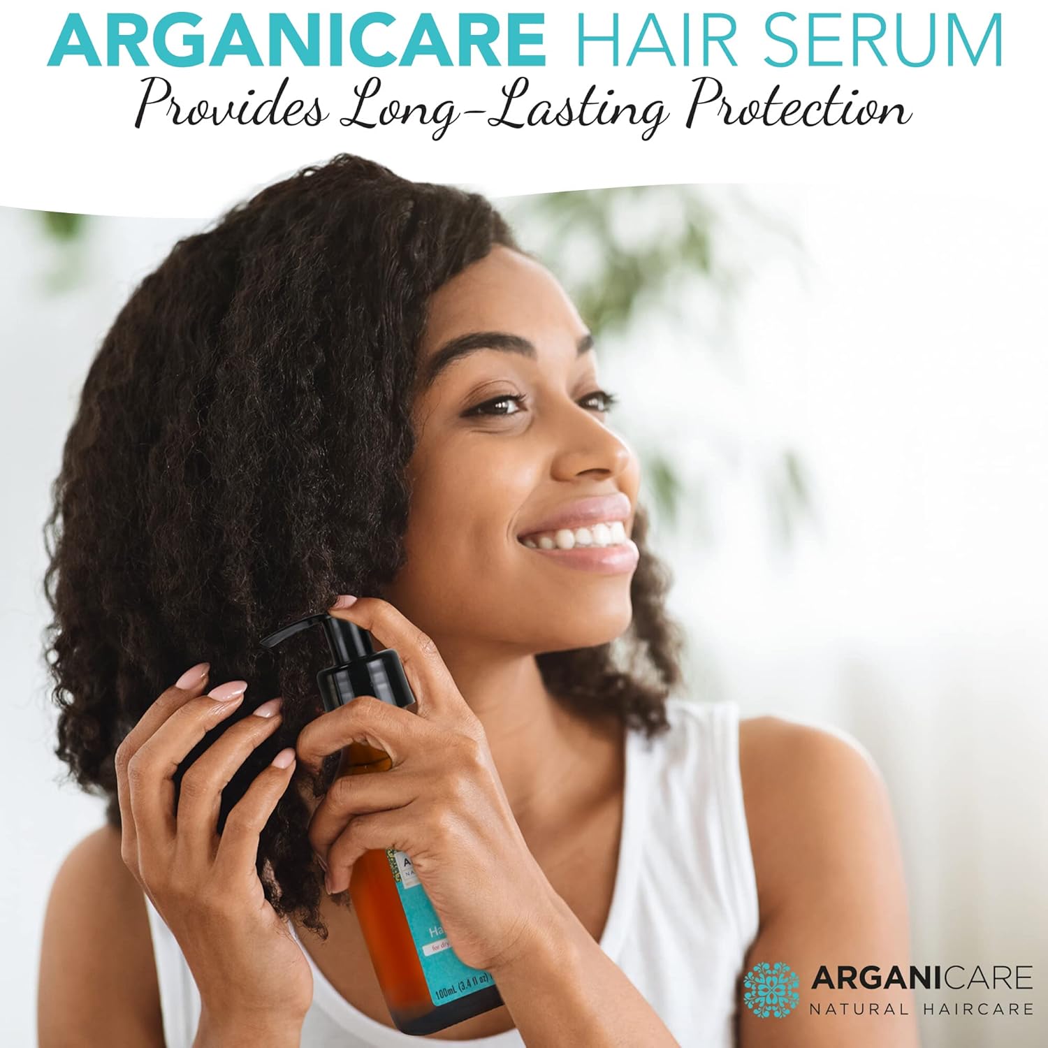 Arganicare Aceite de argán natural para cabello seco y dañado, suero vegano para el crecimiento del cabello con aceite de jojoba diseñado para la