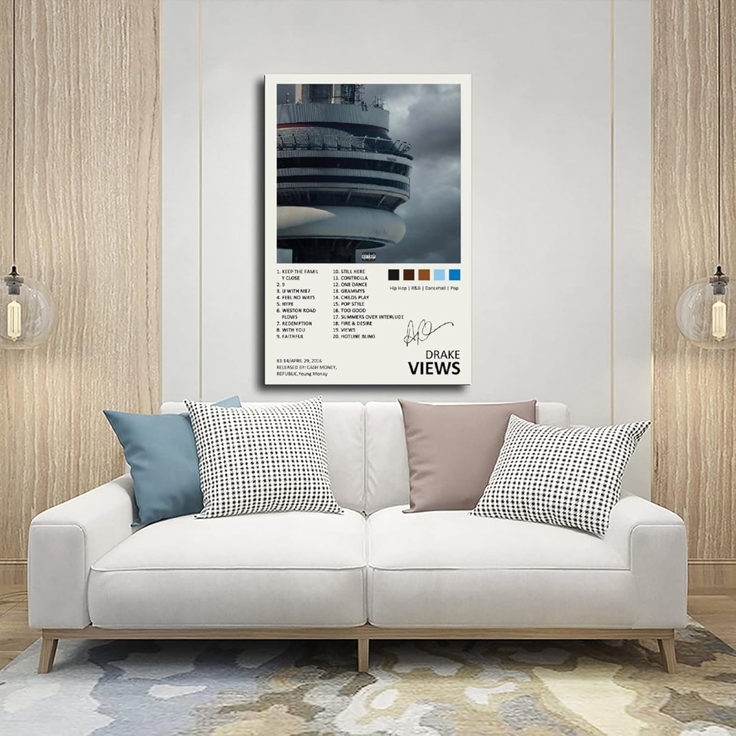 YGULC Drake – Póster con diseño de vistas, diseño de álbum de música, edición limitada, póster de lienzo para decoración de pared, pintura para sala
