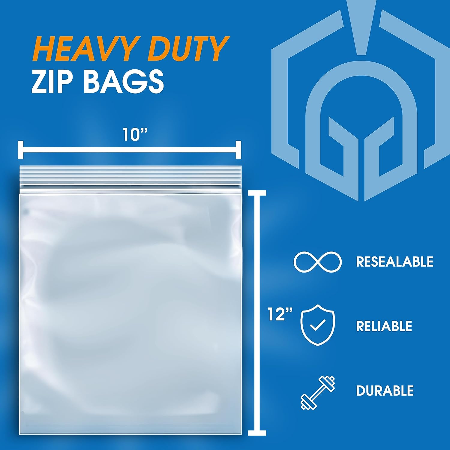 Spartan Industrial – Bolsas de polietileno de plástico transparente con cierre de cremallera de 10 x 12 pulgadas (500 unidades) de 4 mil de grosor,