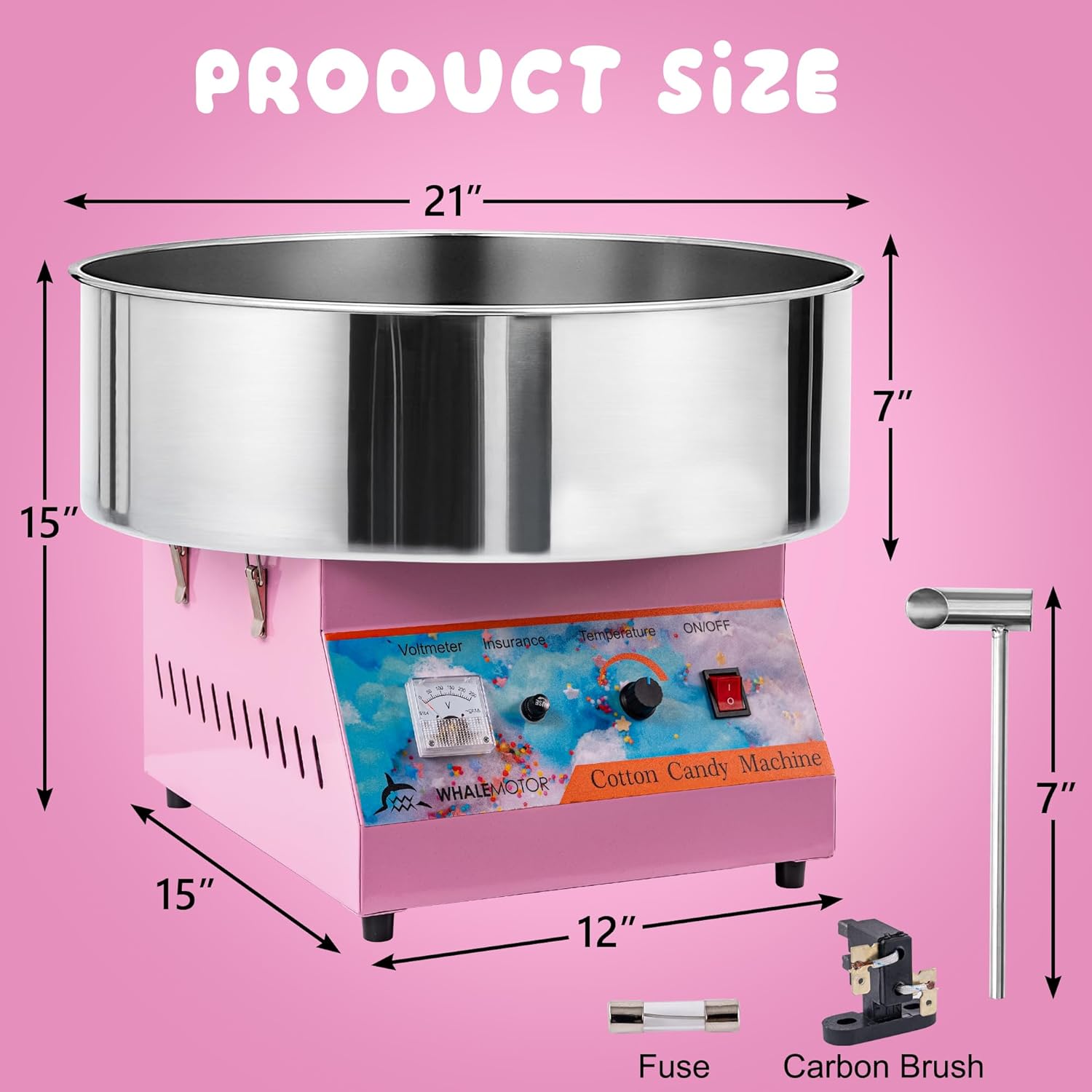 Máquina comercial de algodón de azúcar, máquina eléctrica de algodón rosa para eventos familiares, máquina de hilo dental para niños, fiesta de