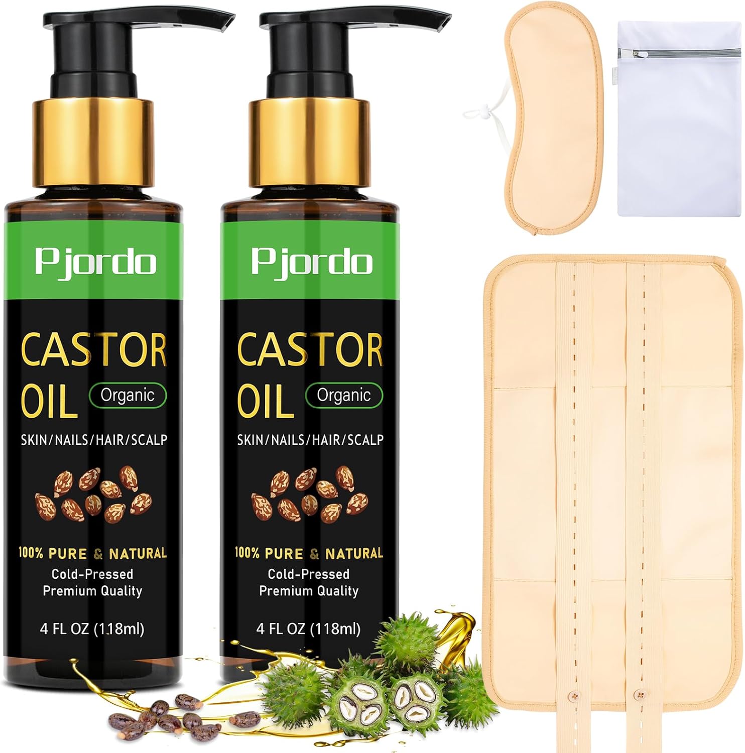 Pjordo Paquete de 5 unidades de aceite de ricino para cintura y cuello, paquetes de aceite de ricino para desintoxicación del hígado, aceite de