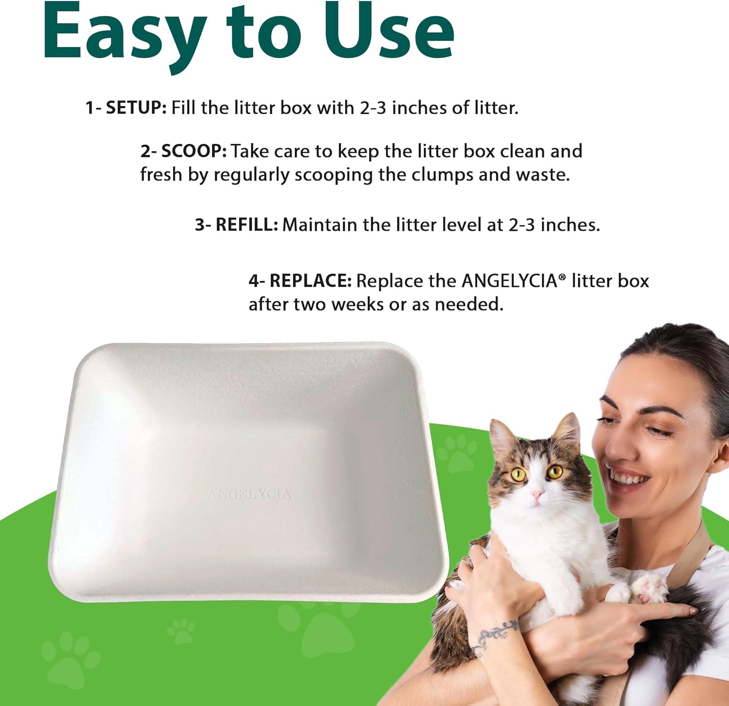 ANGELYCIA Cajas de arena desechables para gatos, efecto de bicarbonato de sodio y máximo control de olores, 17.1 pulgadas de largo, 12.6 pulgadas de