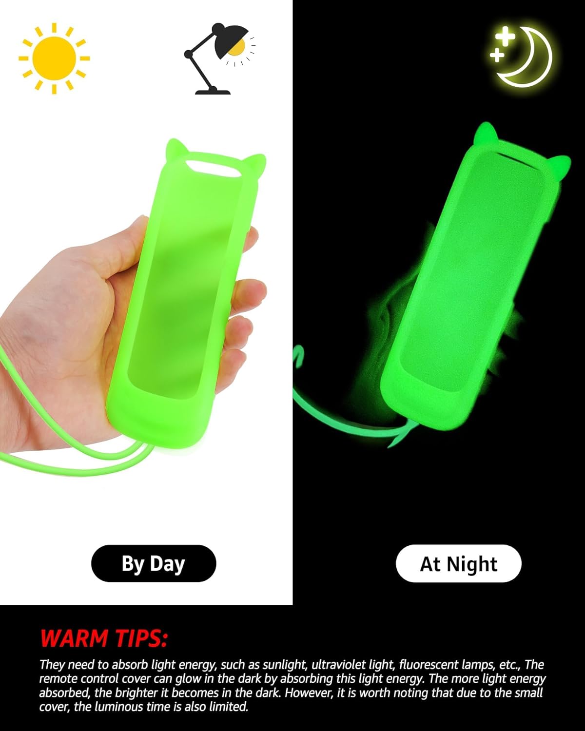 Funda de silicona compatible con HisenseTCL Roku TV, Steaming StickExpress, controlador de repuesto universal que brilla en la oscuridad, color