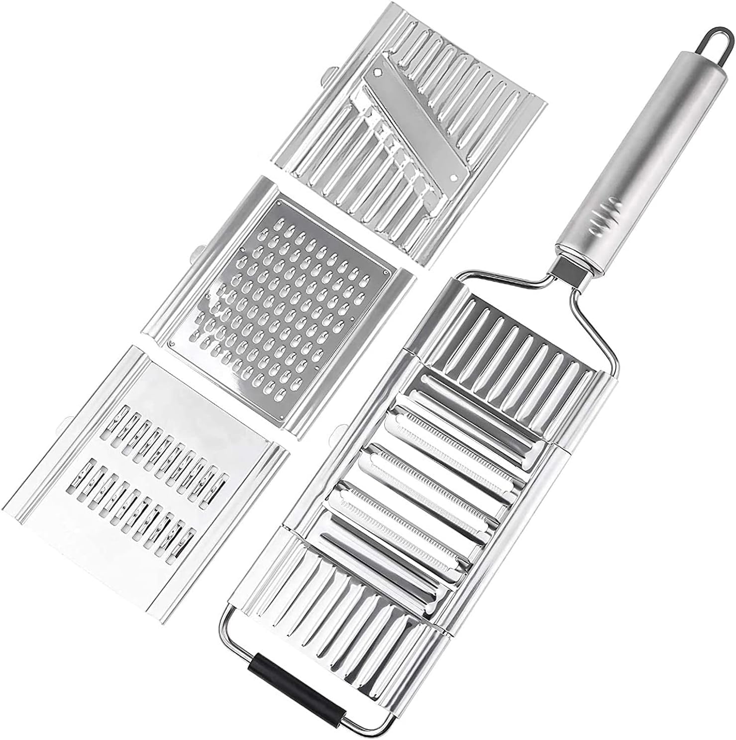 Juego de rebanador de verduras, rallador de queso multiusos, cortador de verduras de cebolla, triturador de mano de acero inoxidable, trituradora de