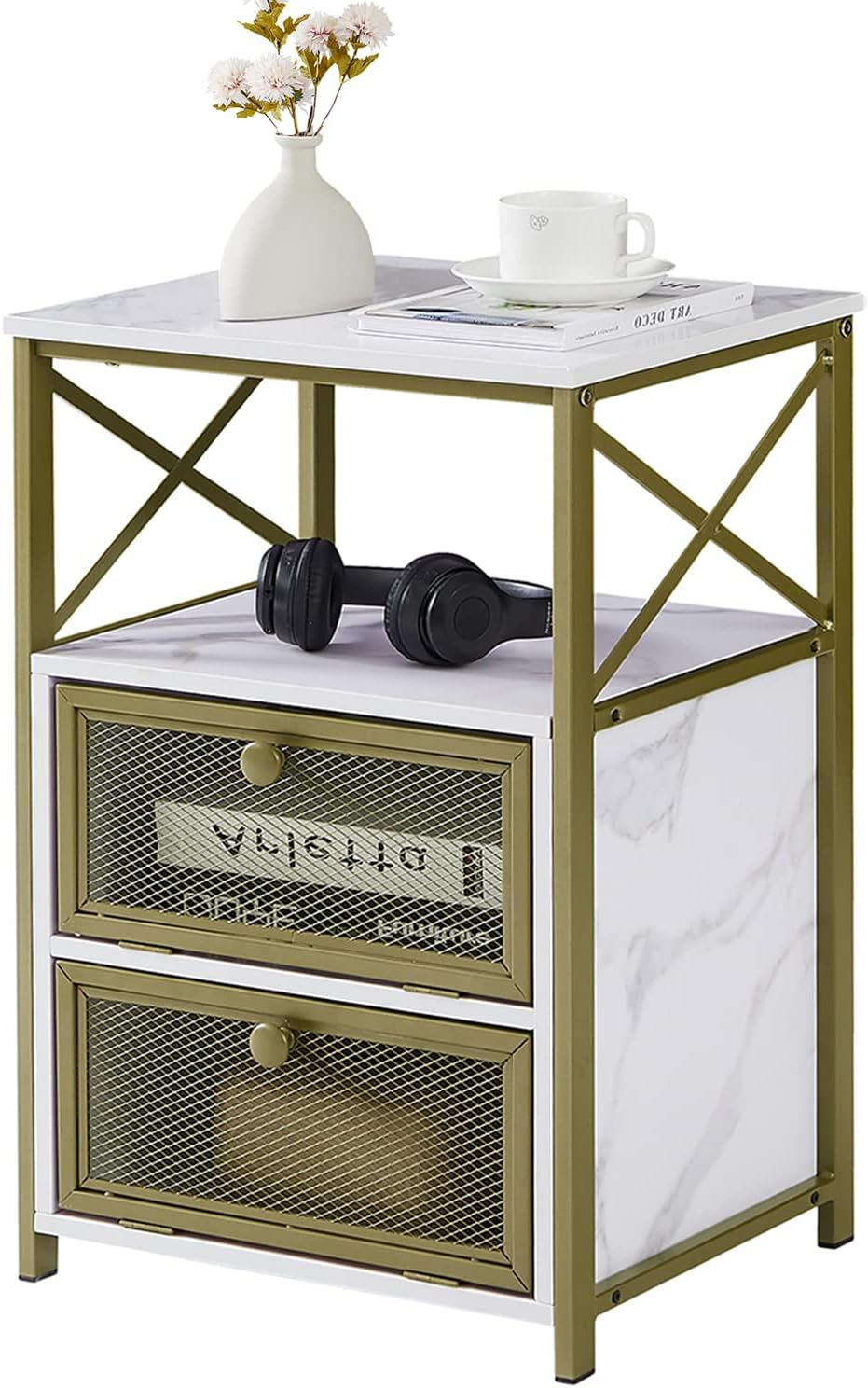 VECELO – Mesita de noche, mesa auxiliar con espacio de almacenamiento y puerta, mesita de noche modernas para sala de estar, dormitorio, marrón,