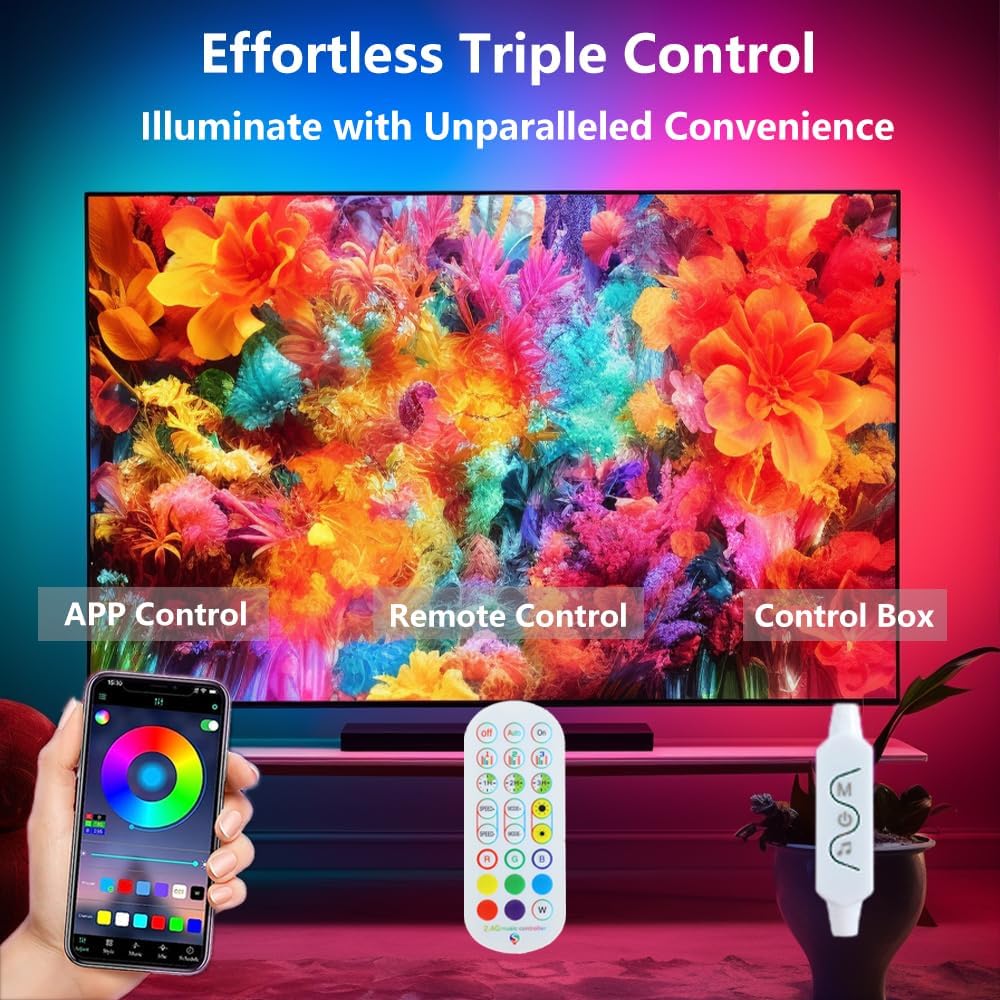 WS2812b Kit de tira LED direccionable individualmente de 16.4 pies, 30 píxelesm, aplicación Bluetooth, control remoto, sincronización de música, RGB