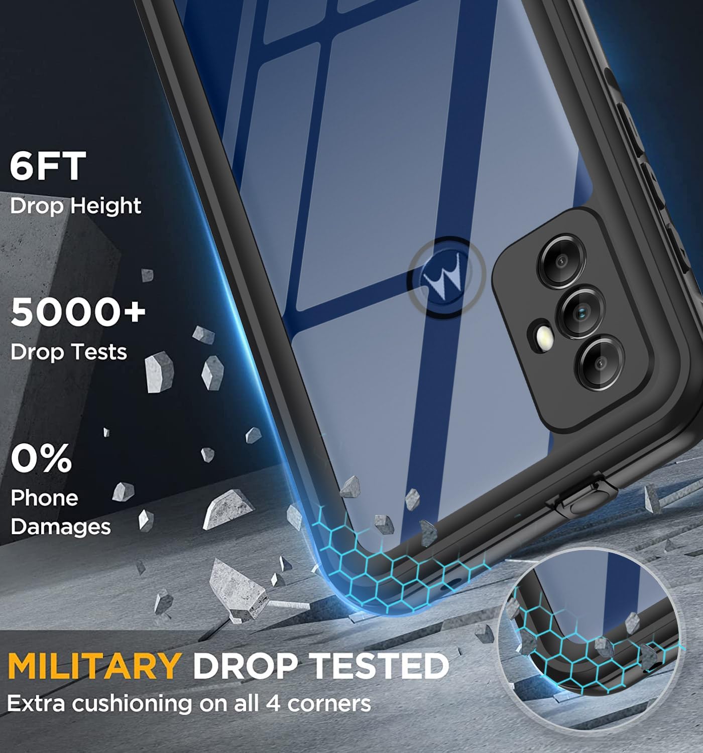 Funda impermeable para Motorola Moto G Play 2023 con protector de pantalla integrado, cuerpo completo bajo el agua, a prueba de polvo, a prueba de