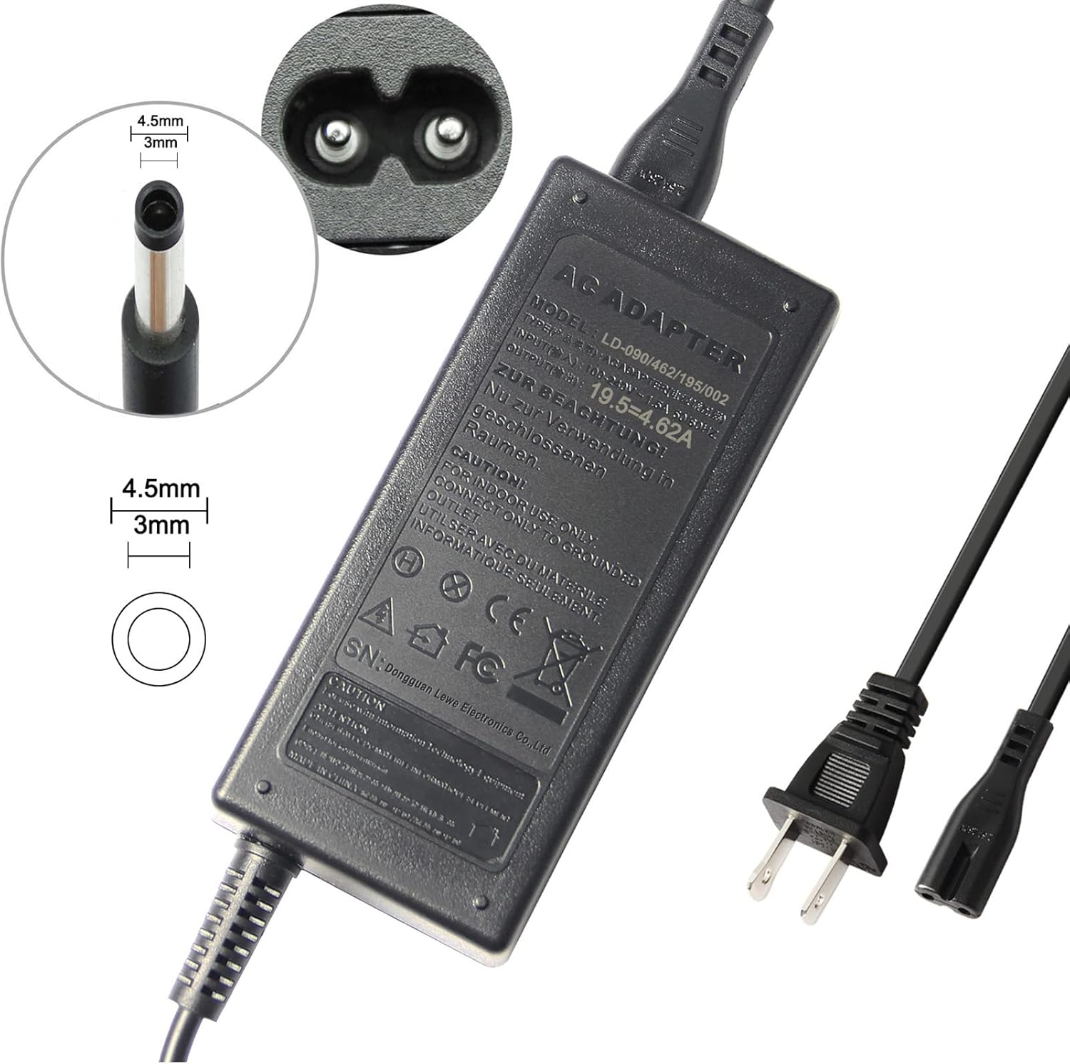 Cargador de 90 W para Dell 11-3000 13-5000 13-7000 14-3000 14-5000 14-7000 15-3000 15-5000 17-5000 17-7000 Series Cable de fuente de alimentación