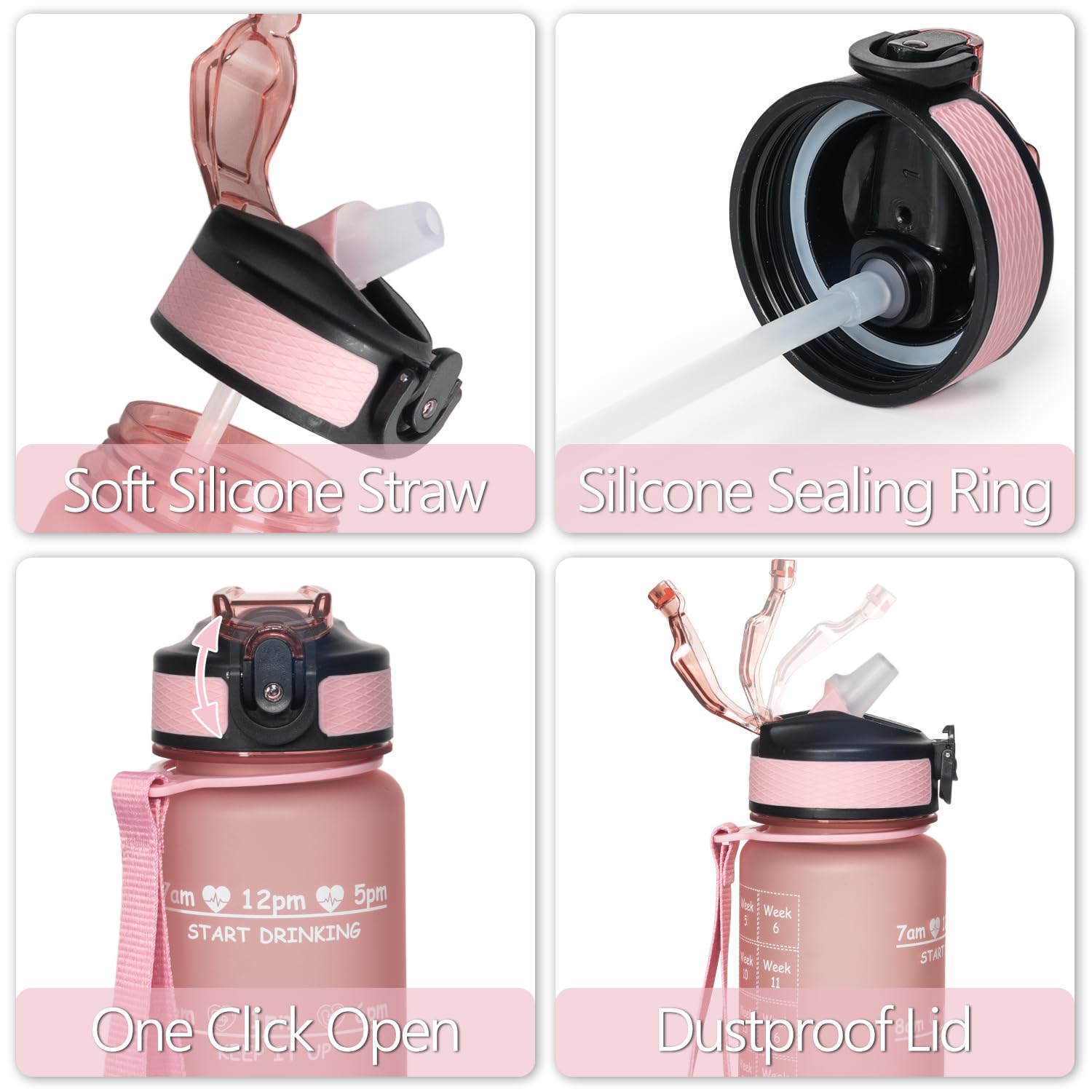 Rastreador de botellas de agua de embarazo (rosa), con 2 calcomanías semanales diferentes, el embarazo debe tener el primer trimestre, regalos