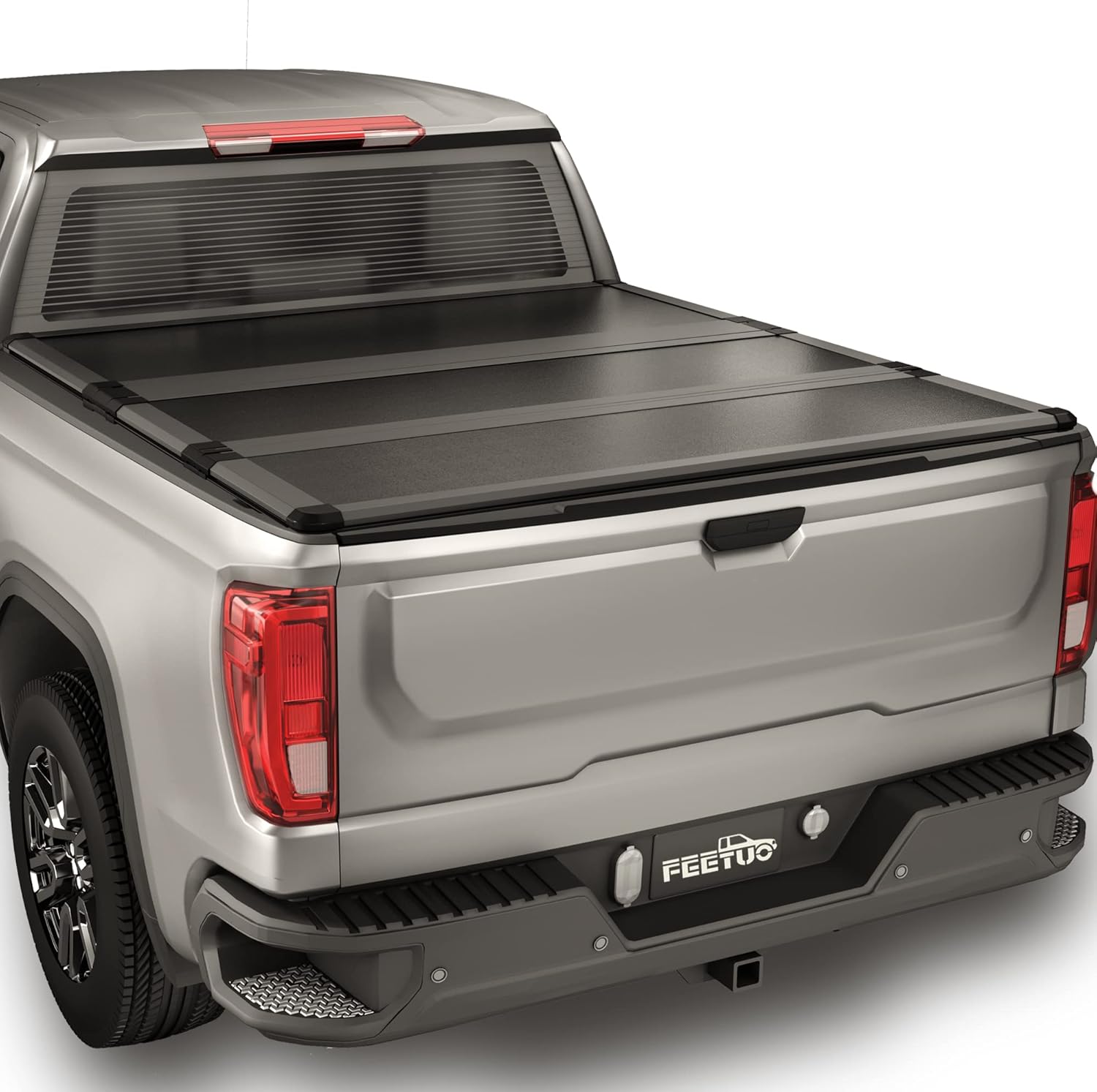 FeeTUO FRP – Cubierta rígida de triple pliegue para camioneta SilveradoSierra 2500 3500 HD 2020-2024, estilo de carrocería de 6.9 pies82.2 pulgadas