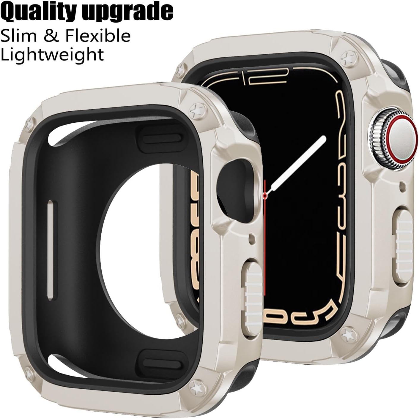 BOTOMALL Parachoques de silicona suave con cubierta de policarbonato compatible con carcasa de Apple Watch de 1.732 pulgadas, 1.772 pulgadas, Series