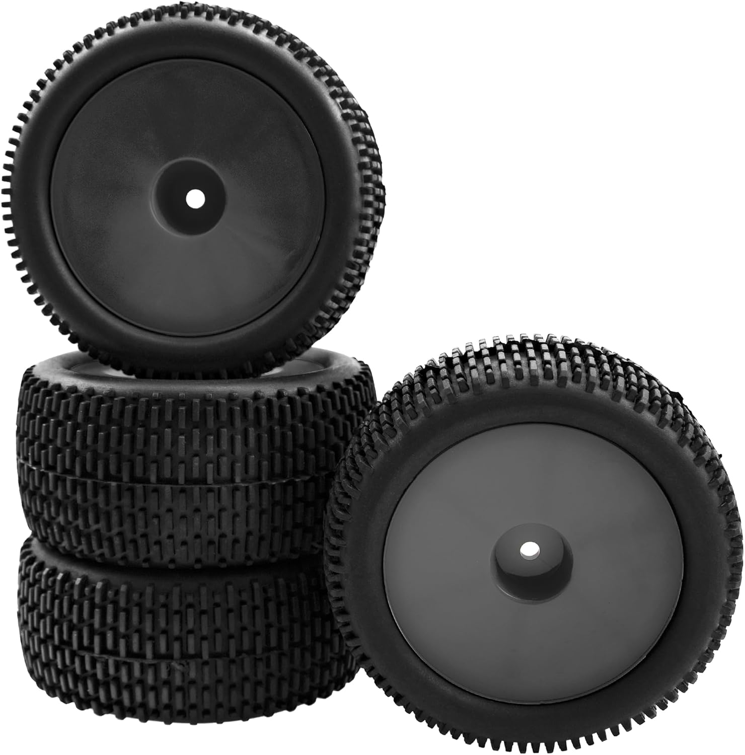OD 88mm3.46″ Neumático de goma delantero trasero y llantas de plástico 0.472 in cubo hexagonal compatible con Redcat Tornado Shockwave HPI HSP