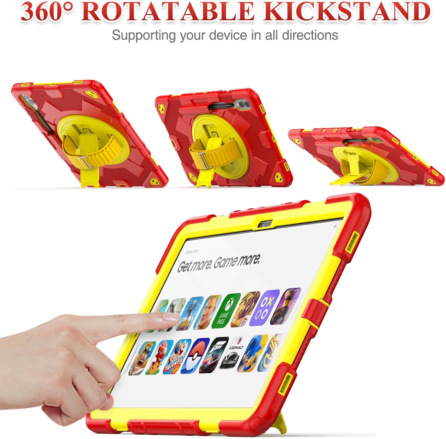 SEYMAC stock Funda para Samsung Galaxy Tab S9 Plus de 12.4 pulgadas, diseño de malla a prueba de caídas con protector de pantalla correa de mano