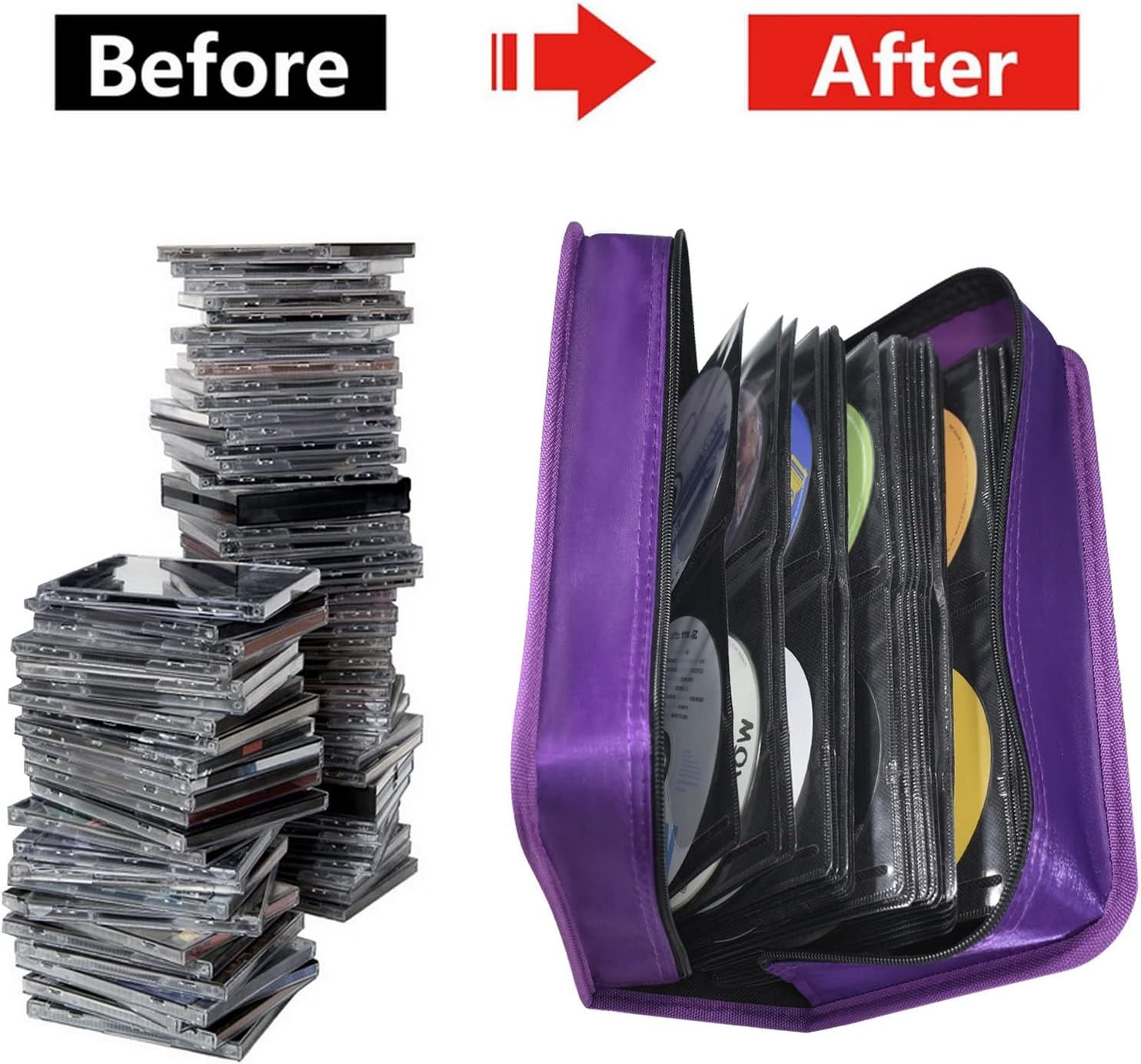 Soporte para estuche de DVD, estuche para CDDVD, soporte para carpetas de CD y DVD, capacidad para 160 unidades, organizador portátil de carpetas de