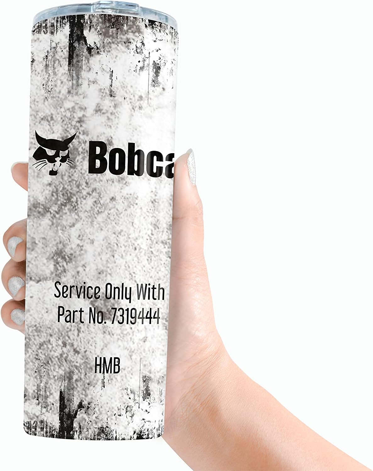 Vaso delgado de 30 onzas para gatos con popote de doble pared con filtro de aceite inspirado en diseños (BobCat Grunge)