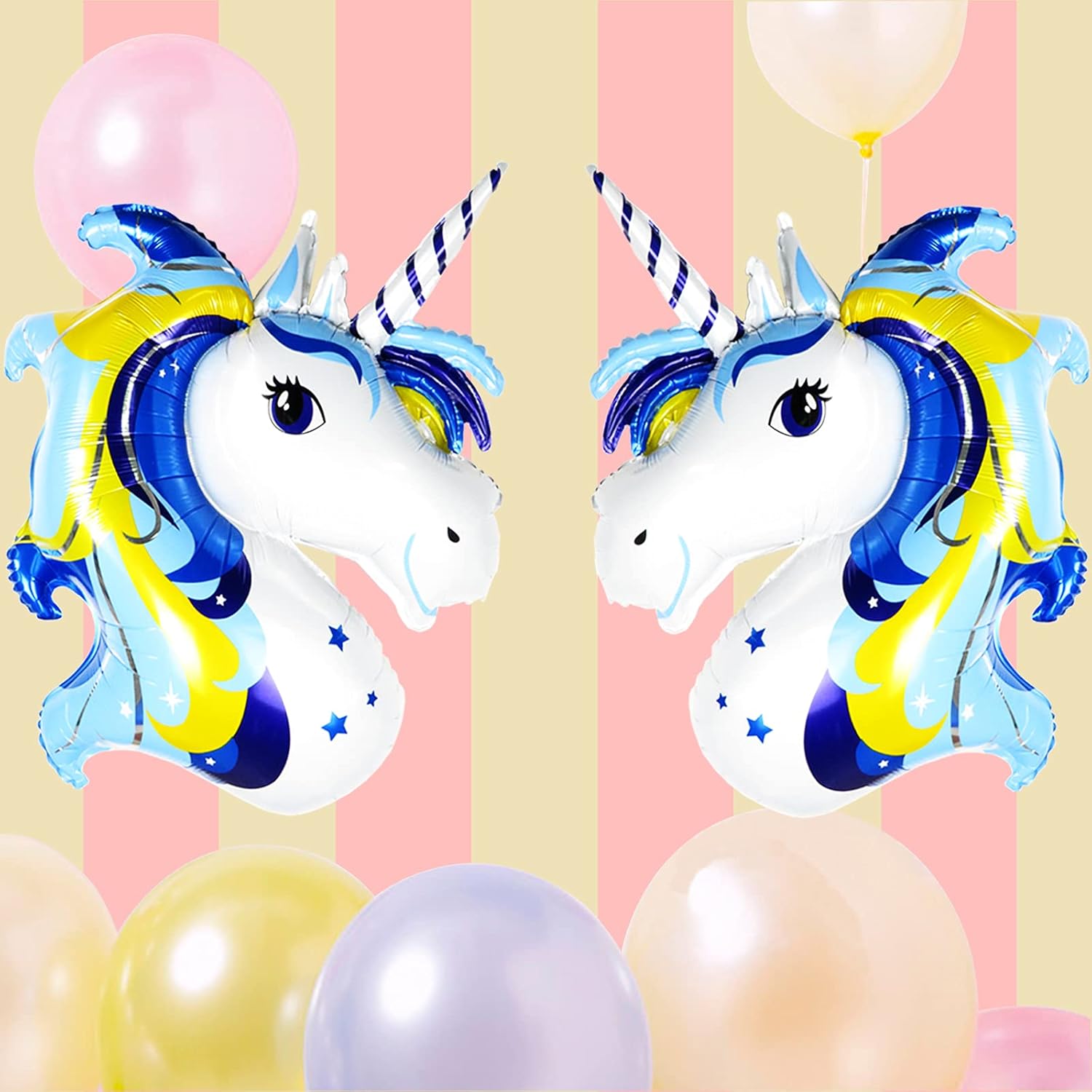 Welliboom Lindos suministros de fiesta de cumpleaños de unicornio de dibujos animados con pancarta, decoración de fiesta para niños, decoración de