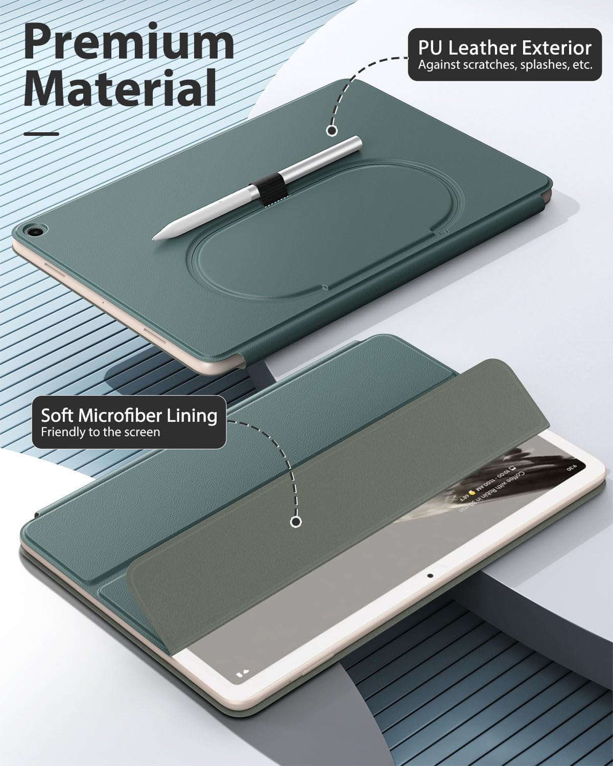 MoKo Funda para tableta Google Pixel 2023, diseño plegable + funda de cuero ultra fina y delgada con soporte para lápices, funda para tableta Pixel