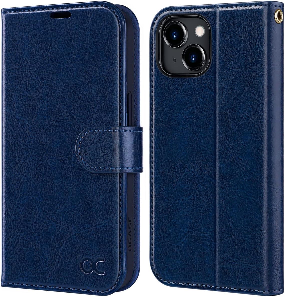 OCASE Funda de piel sintética compatible con iPhone 15, con tarjetero y función atril con bloqueo RFID carcasa interior de TPU a prueba de golpes