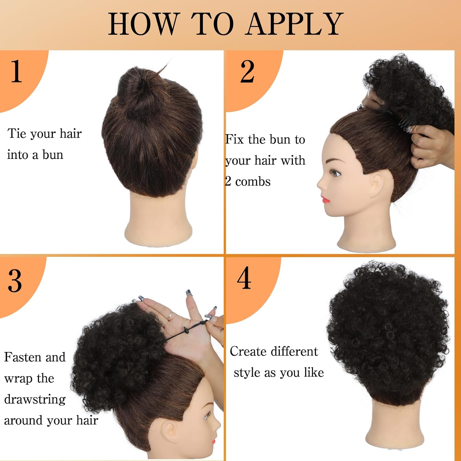 AISI QUEENS Peluca de cola de caballo rizada con cordón y clip para mujeres negras, sintética (mediana (paquete de 1), 2# (negro natural)