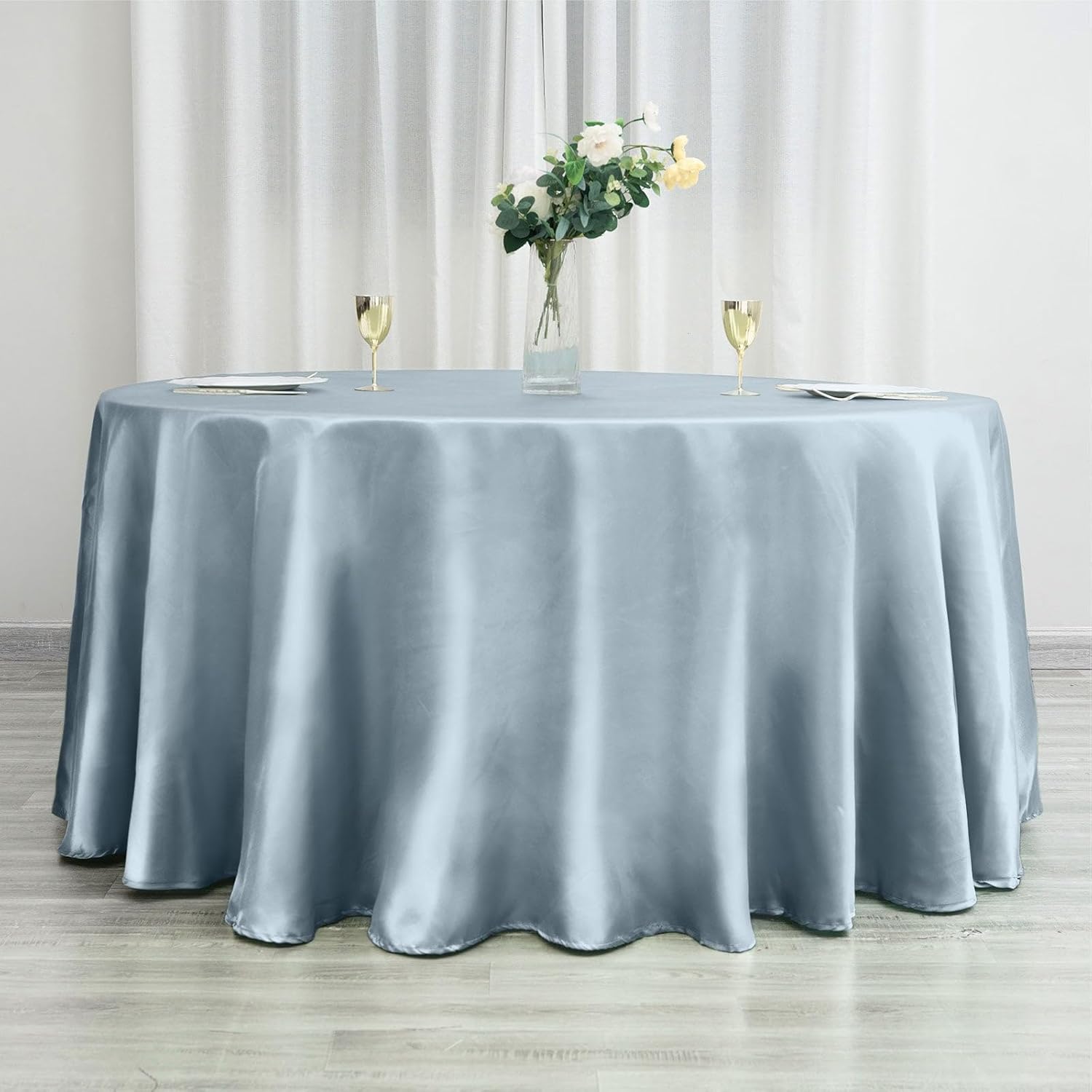 Efavormart – Mantel redondo de satén de 120 pulgadas para cocina, comedor, catering, boda, fiesta de cumpleaños, eventos