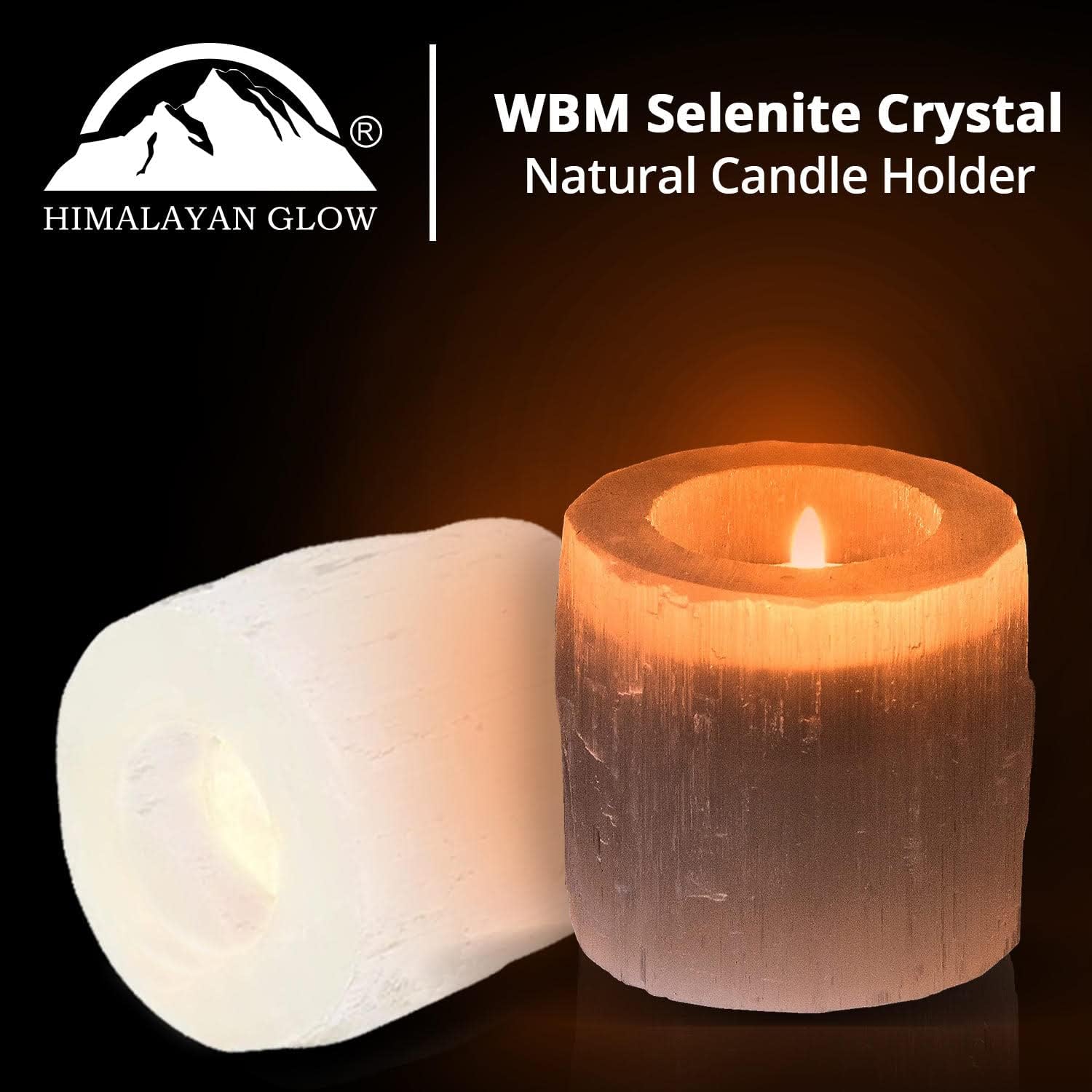 Himalayan Glow Portavelas de cristal de selenita, velas de té, cristales y piedras curativas, Reiki, chakras, candelabro decorativo para curación y