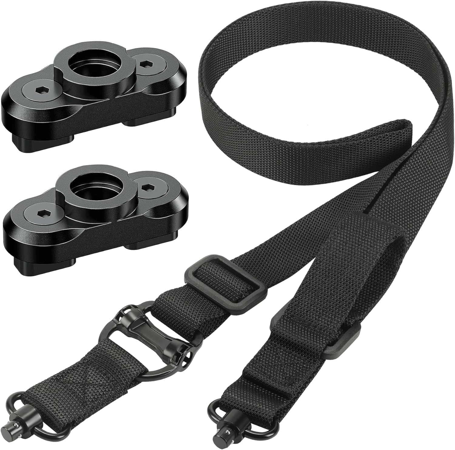 Eslinga de dos puntos y tradicional de 2 puntos de ajuste rápido con QD Sling Swivel para Caza Negro