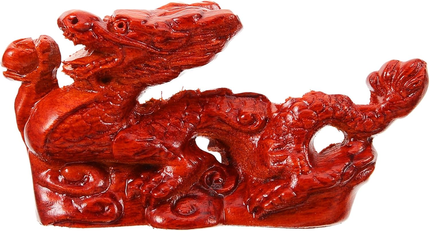 BESTOYARD Estatua de dragón chino Fengshui, figura de dragón de madera de 4.7 in, figura de animal del zodiaco 2024 Año del Dragón, decoración de