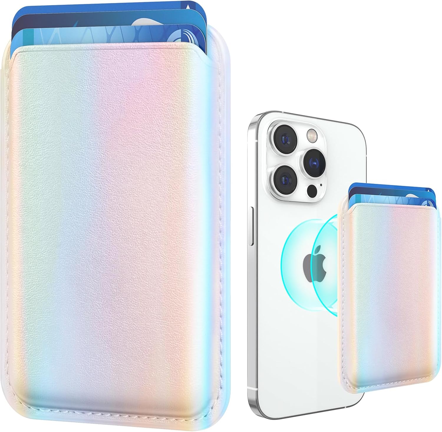 Amzone Cartera magnética más fuerte Magsafe para teléfono celular para iPhone 15 Series, cartera de cuero RFID para teléfono compatible con la serie