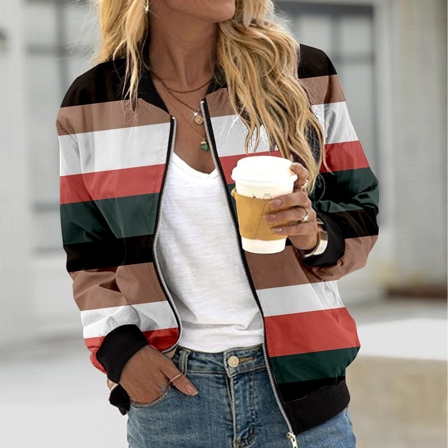 Chaquetas ligeras con cremallera para mujer, chaqueta bomber inspirada en leopardo, abrigo con cuello alto, tops cortos para exteriores, 13-AG