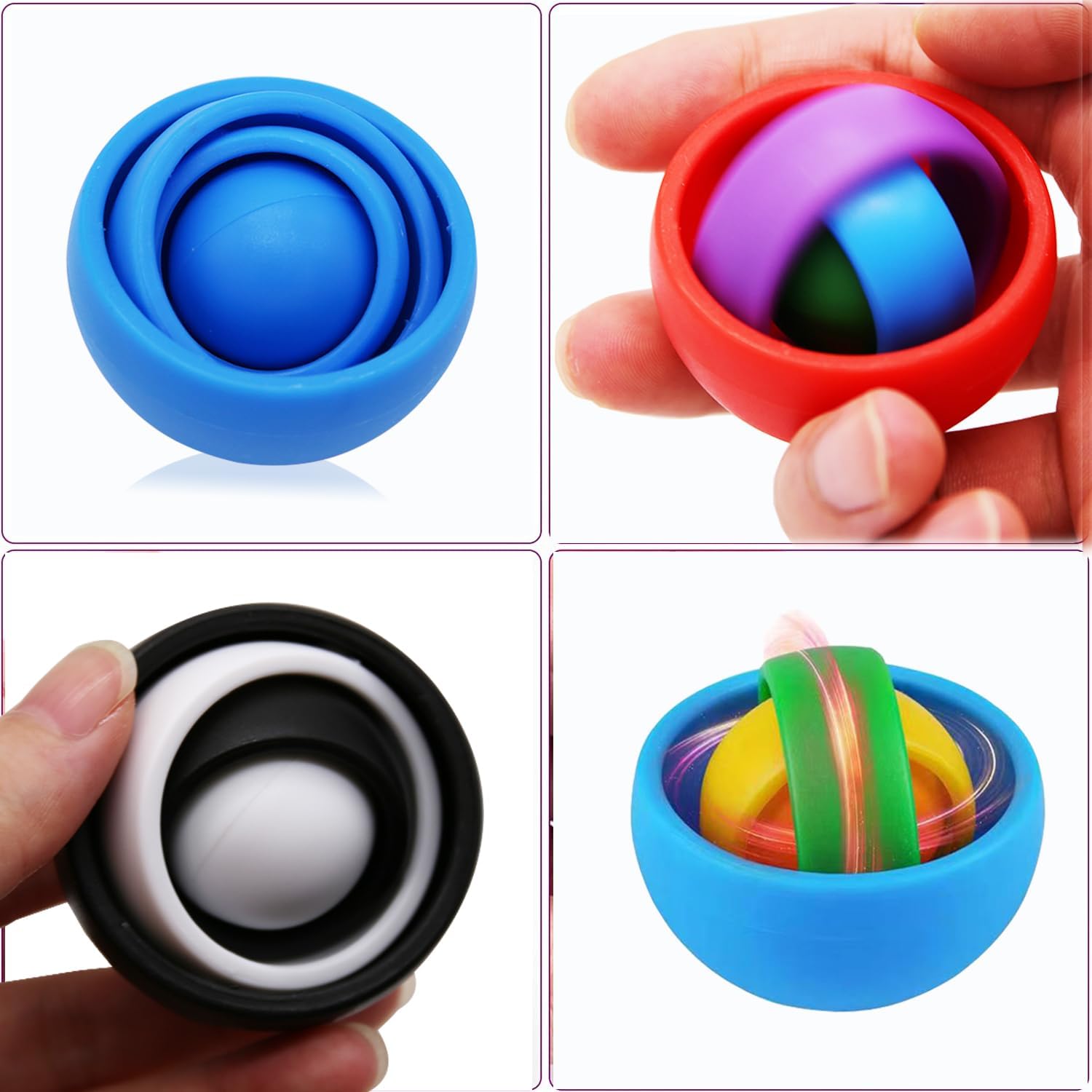 Paquete de 2 juguetes para manipular con giroscopio, pelota giratoria multicapa infinita, juguete de giroscopio 3D, bola de descompresión educativa,
