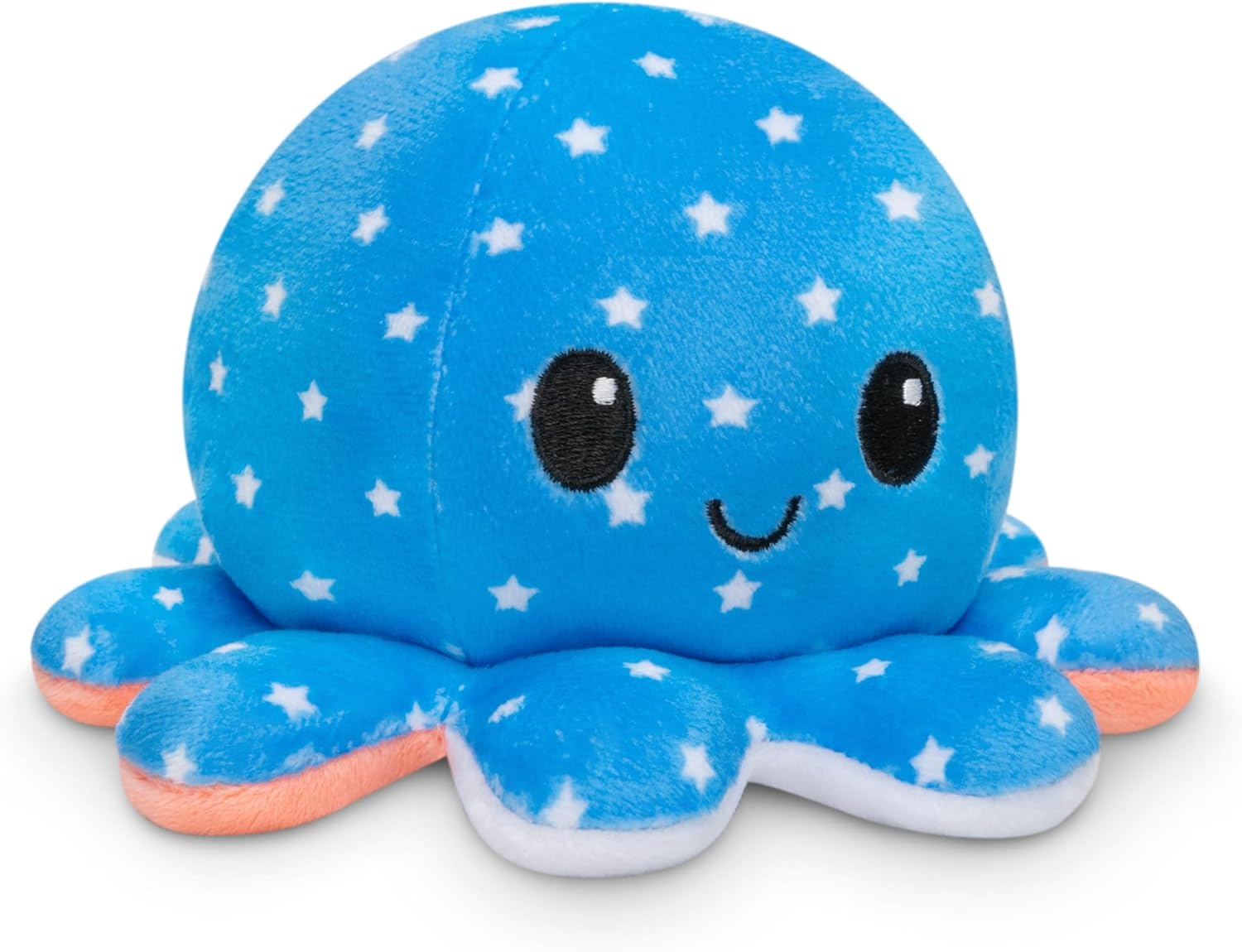 TeeTurtle – El pulpo reversible original de peluche  4 de julio  Estrellas + rayas  Bonitos animales de peluche sensoriales que muestran tu estado