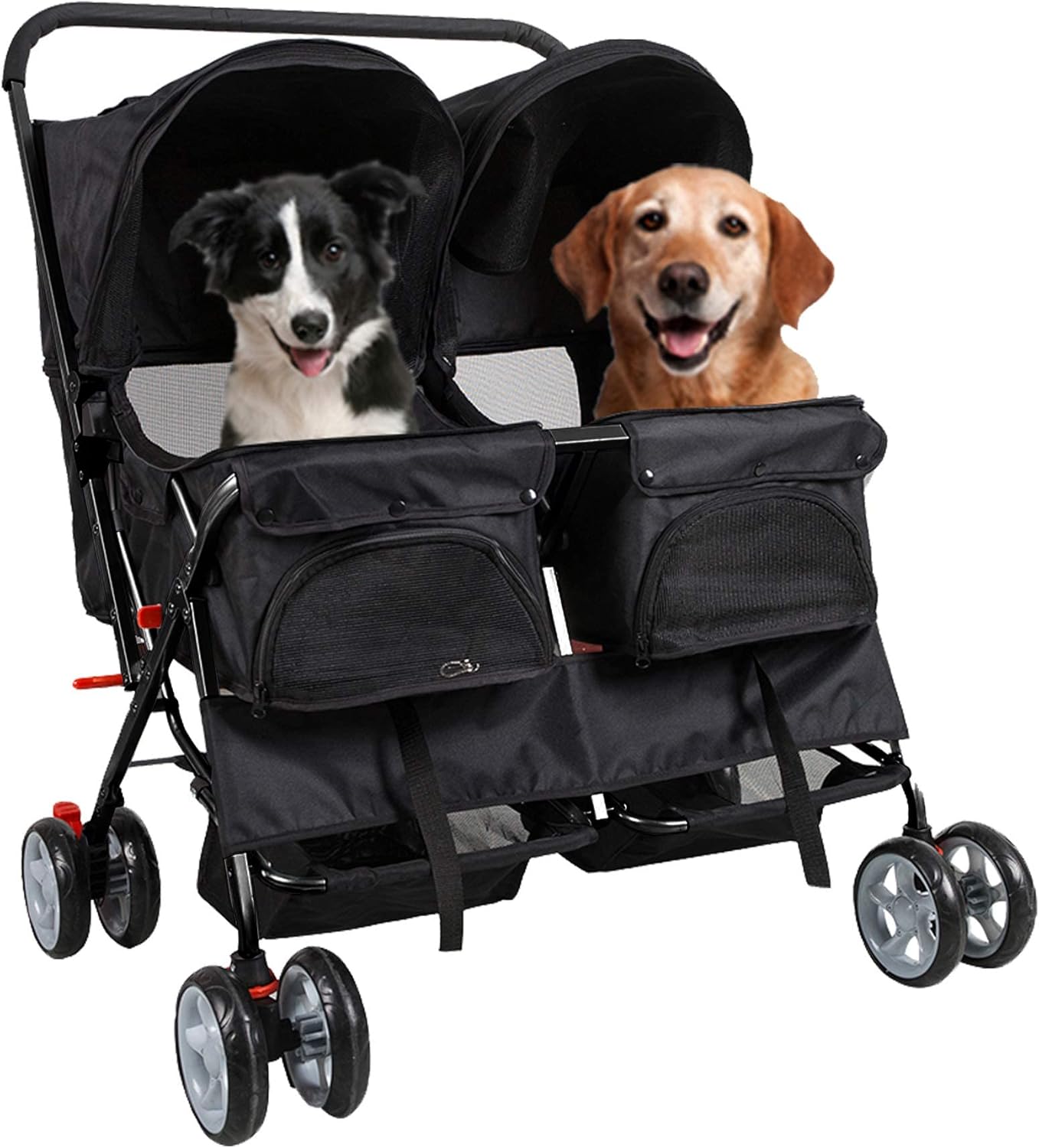 Cochecito de mascota plegable doble perro gato carro de viaje, varios colores