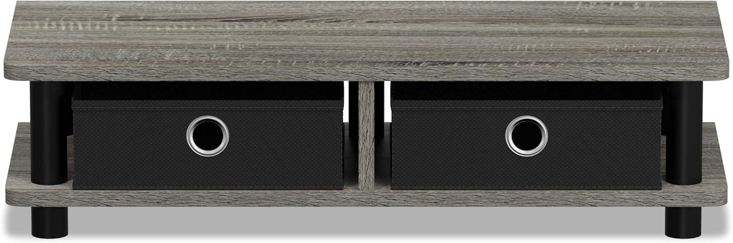 FURINNO Turn-N-Tube – Soporte para monitor, roble francés, color gris y negro