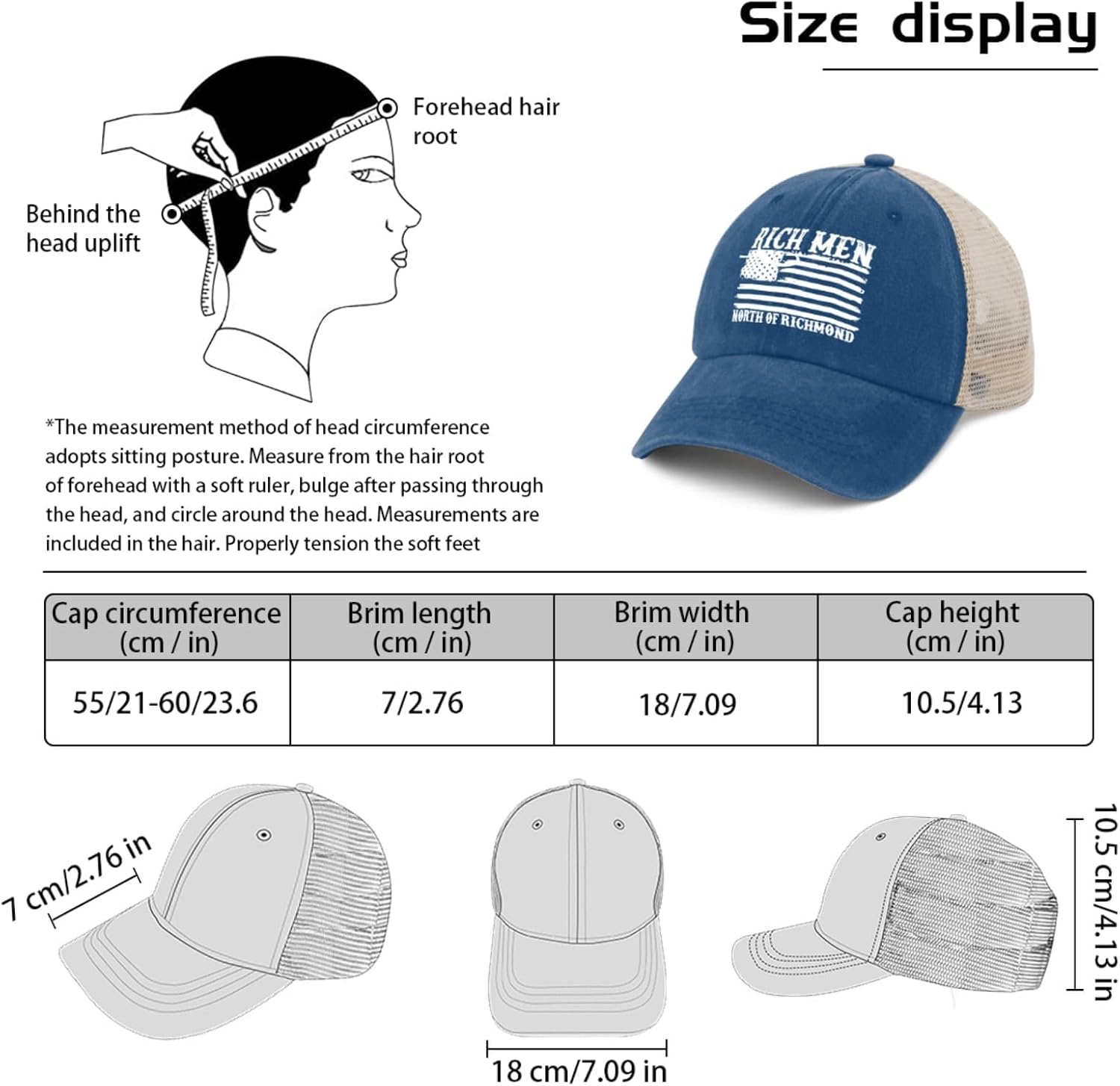 Sombrero divertido RichMen Norths of Richmond Sombrero Trucker Hat Men Gorra de malla vintage para verano