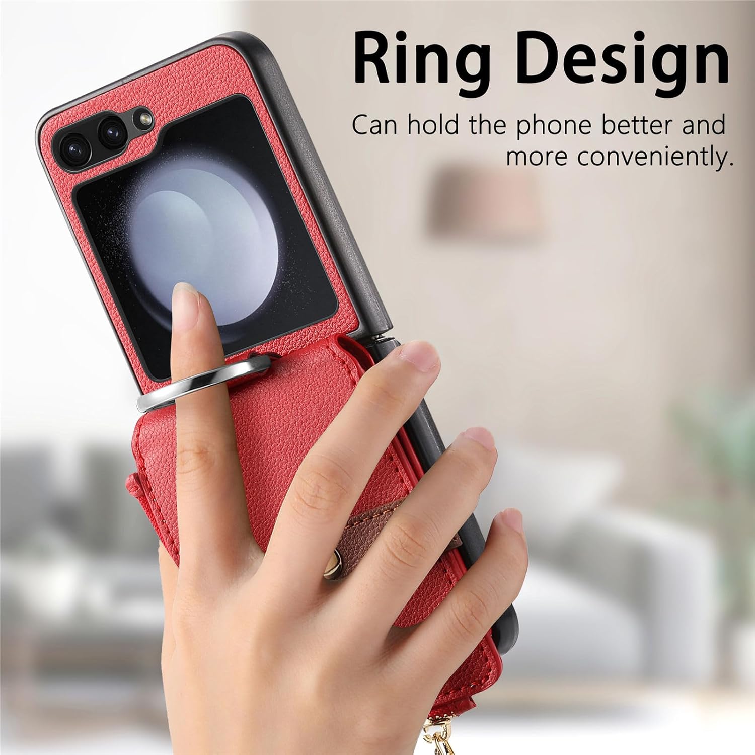 Asuwish Compatible con Samsung Galaxy Z Flip 5 5G 2023 – Funda tipo cartera y ranura para tarjetas, anillo con cierre magnético, accesorios de
