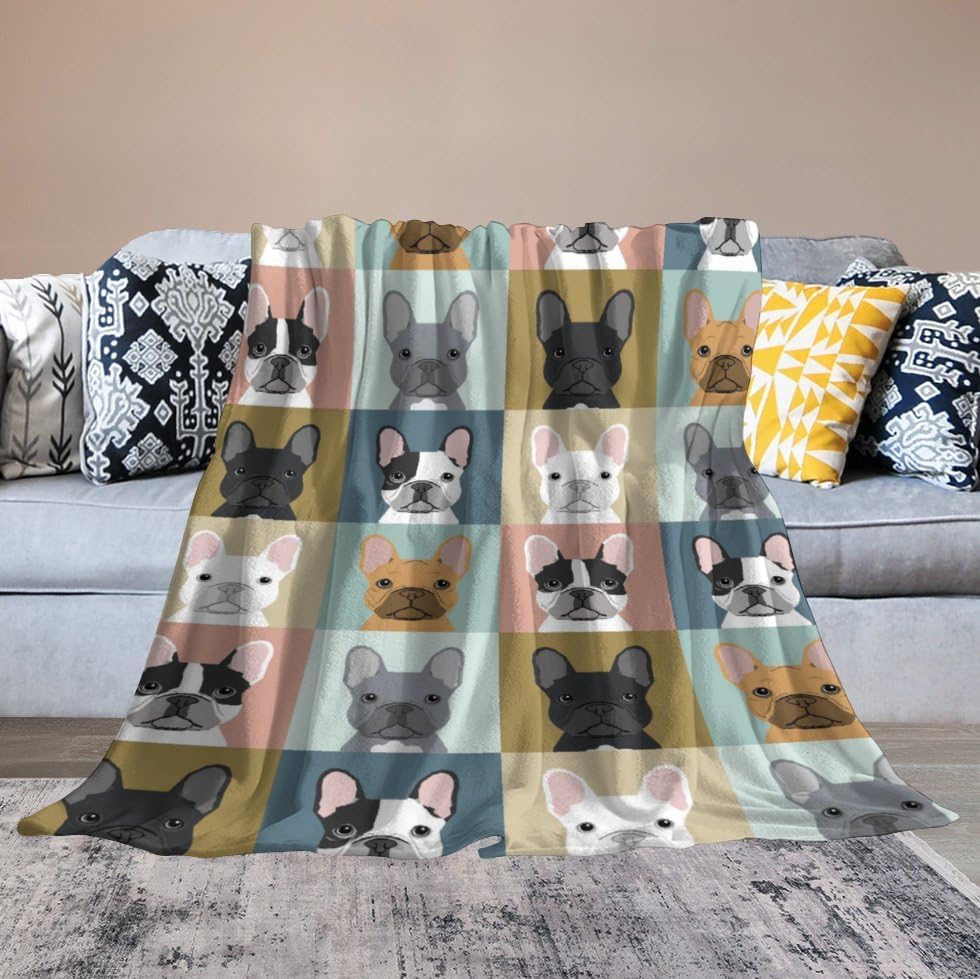 Manta de perro de bulldog francés para niños y niñas, regalos para amantes de los perros de bulldog, manta de forro polar para niños y adultos,